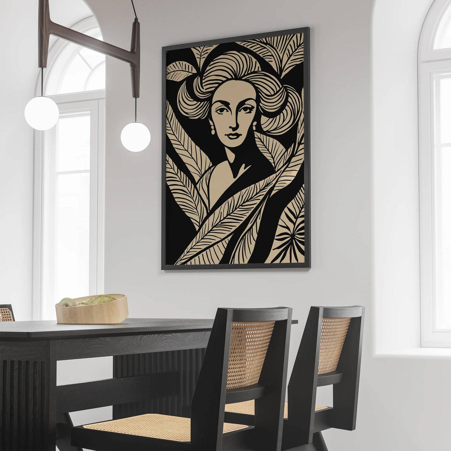 Plant Lady Black Linocut Style Poster - HypeSheriff