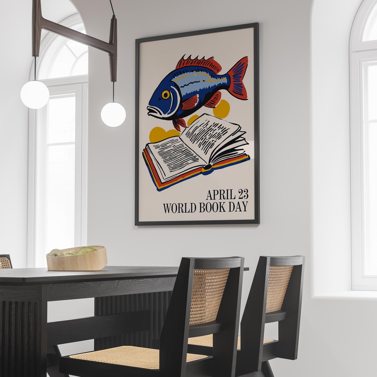 World Book Day Fish Reading Poster Print