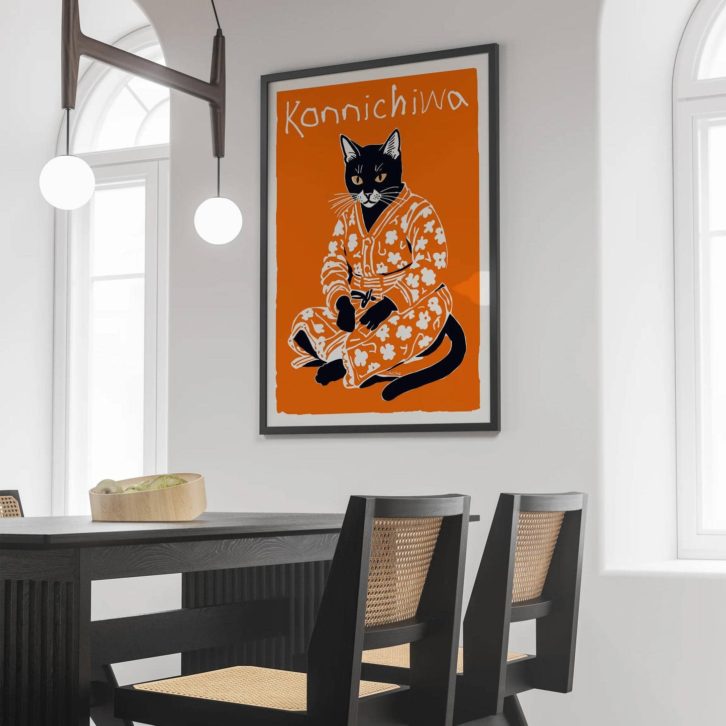 Konnichiwa Japanese Cat Print - HypeSheriff