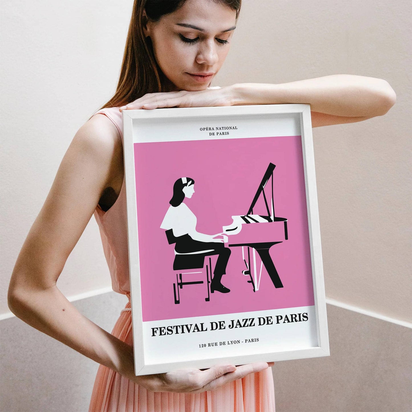 Paris Jazz Festival Pink Minimalist Poster - HypeSheriff