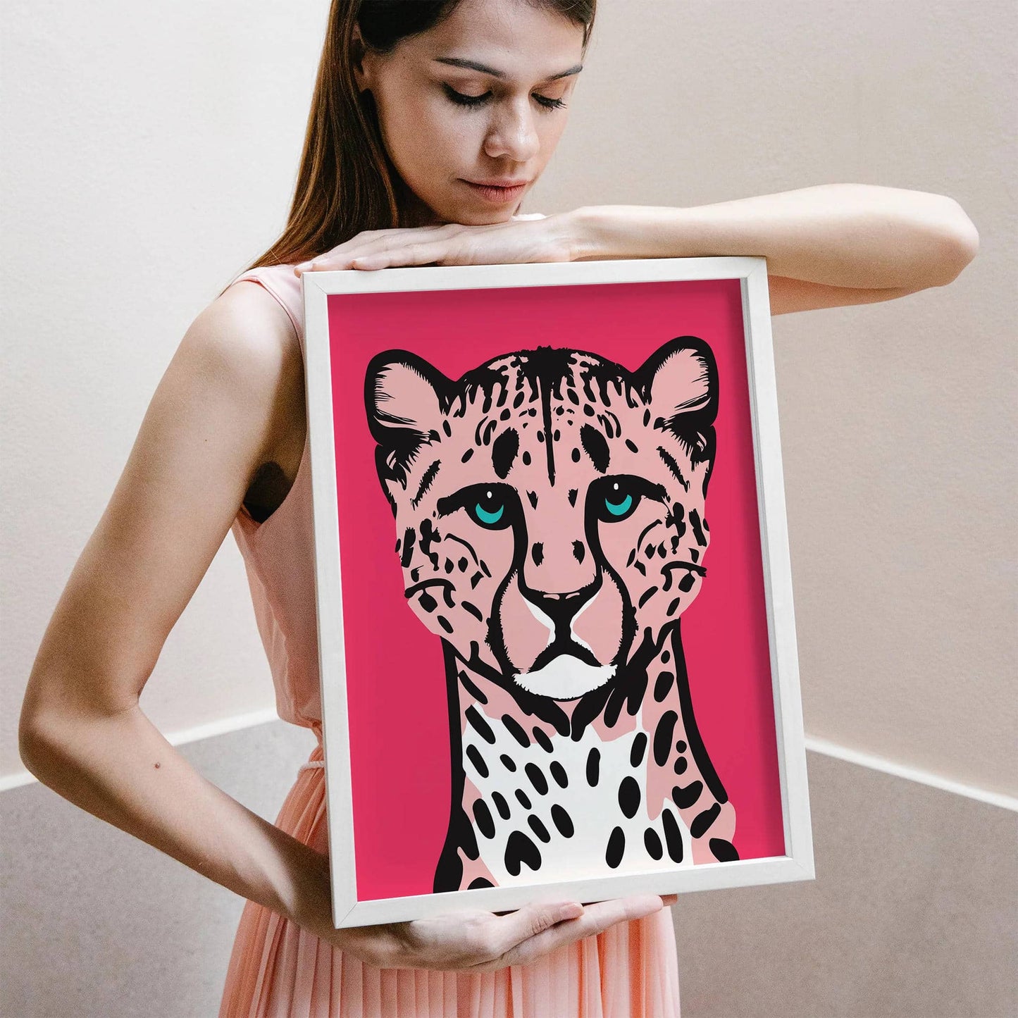 Cute Pink Panther Jungle Cat Art Print - HypeSheriff
