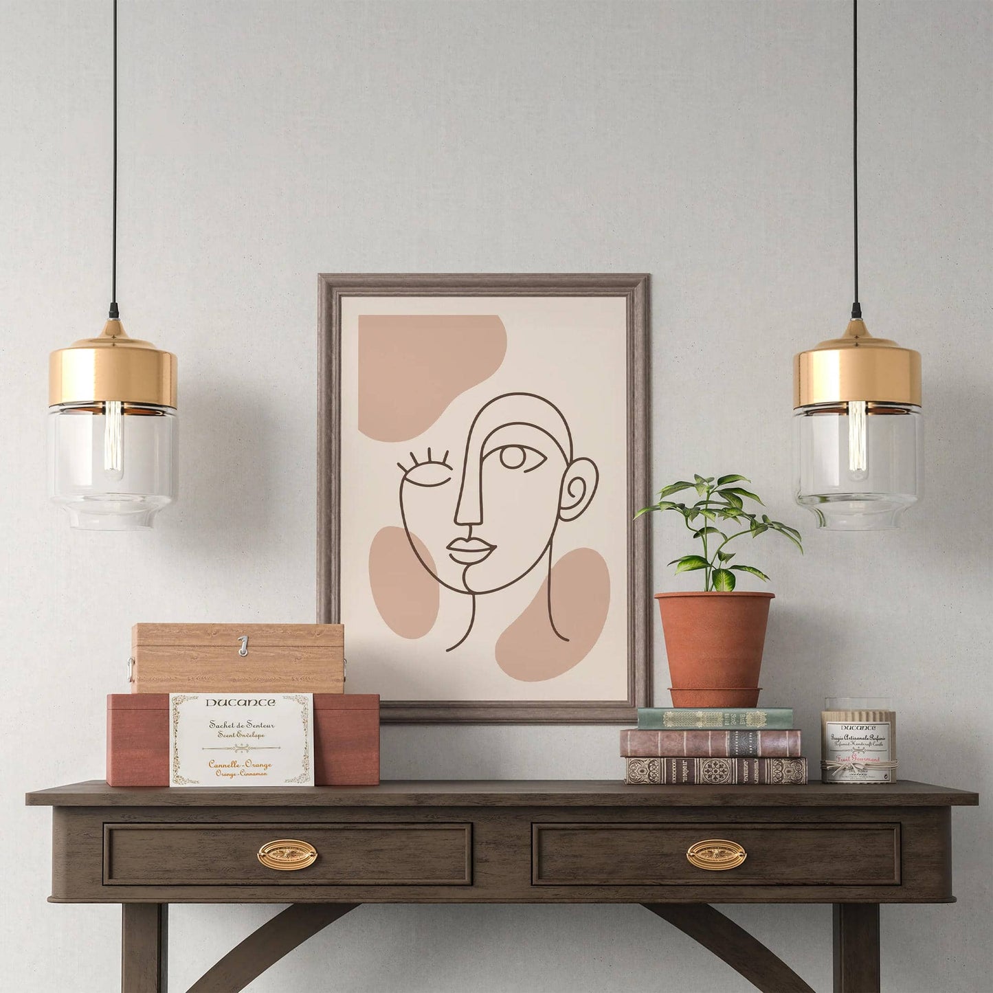 Boho Line Art Poster – Mokka Tones Minimal Print