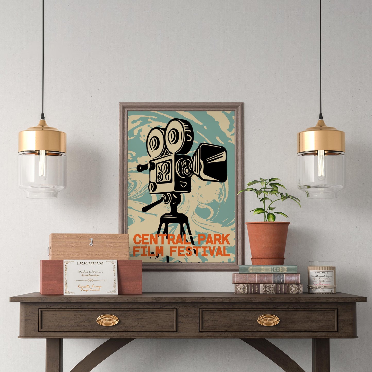 Central Park Film Festival Poster Vintage Camera Art