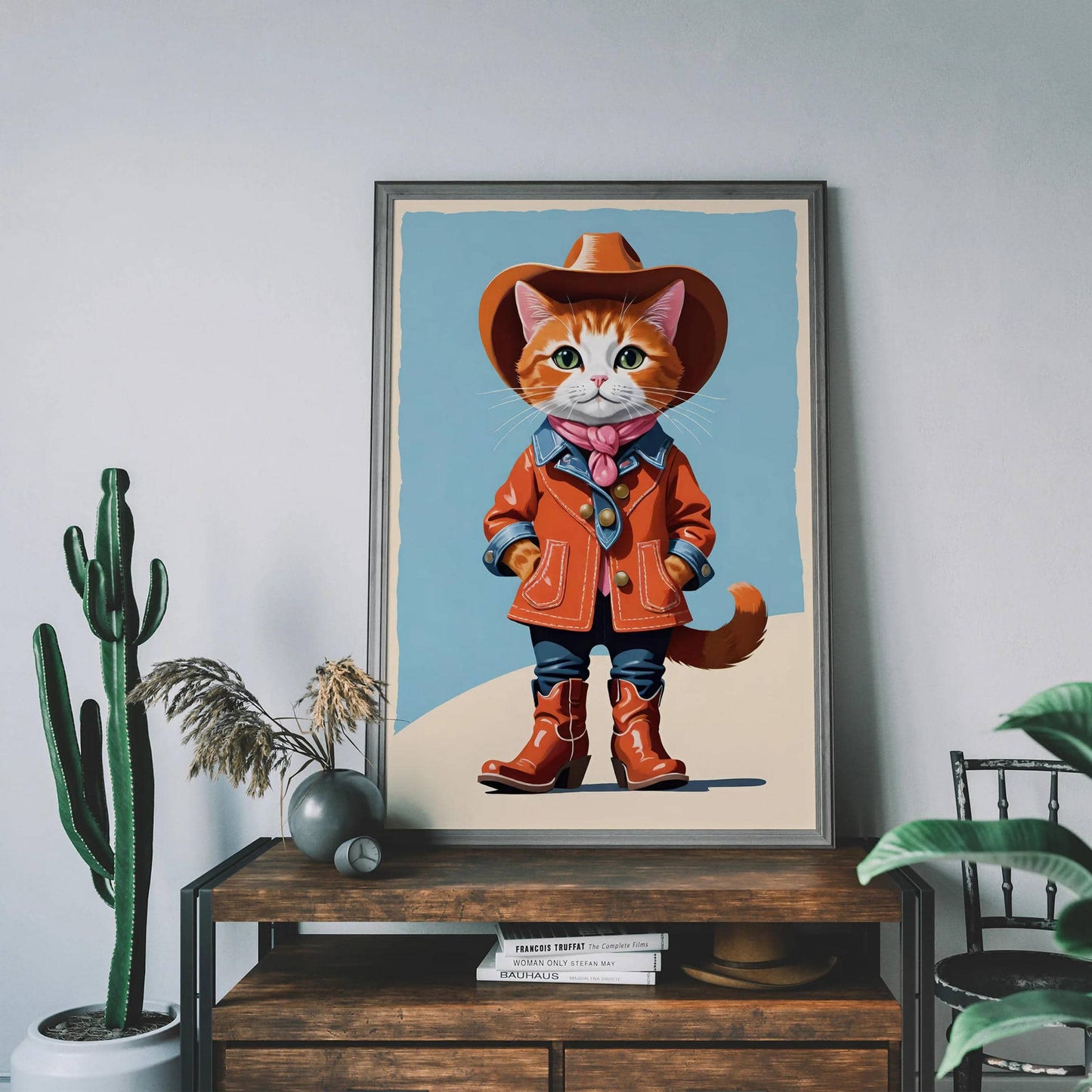 Cute Cowboy Cat Art Print - HypeSheriff