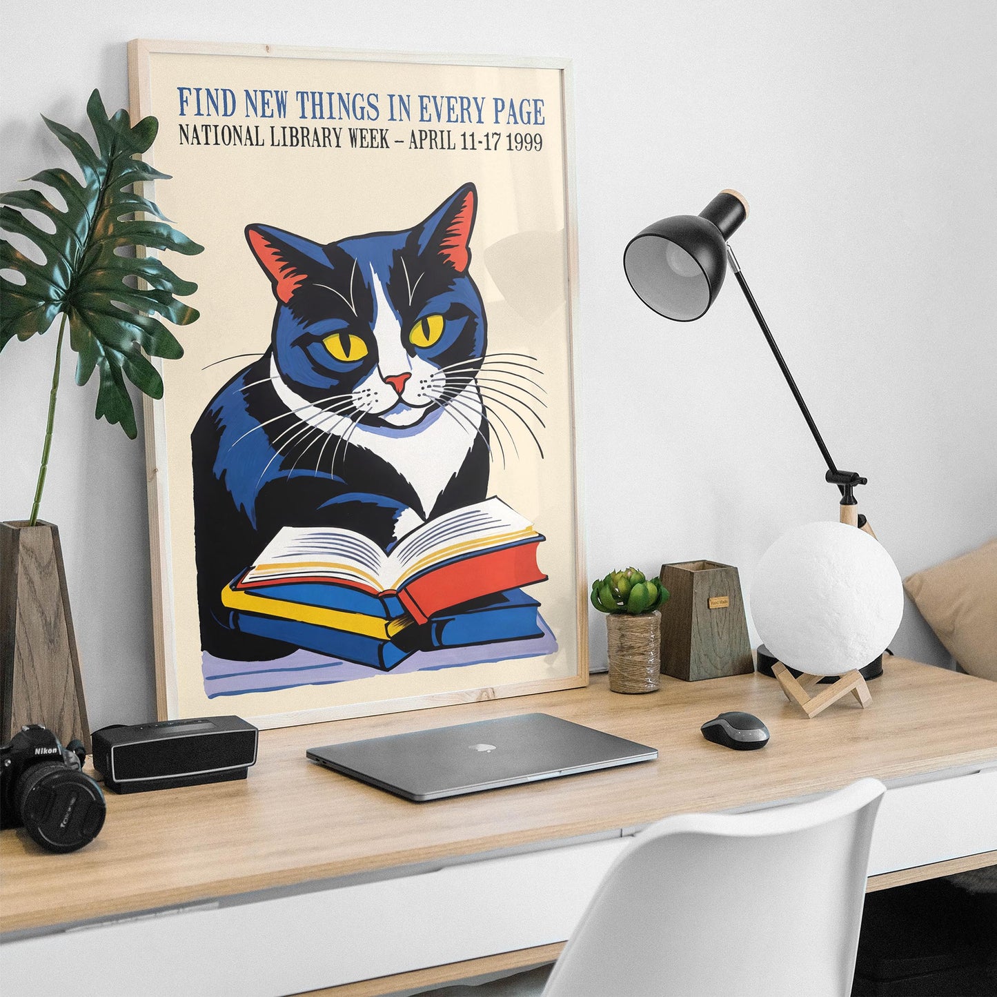 Reading Cat Poster
