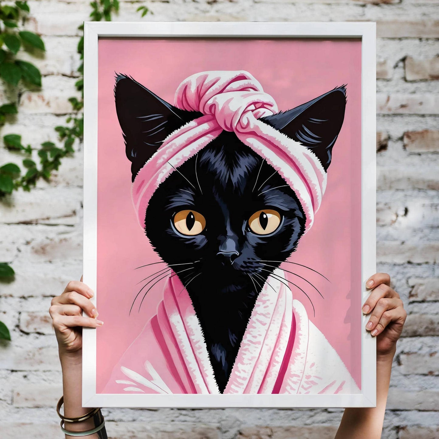 Cute Cat Spa Portrait Print - HypeSheriff