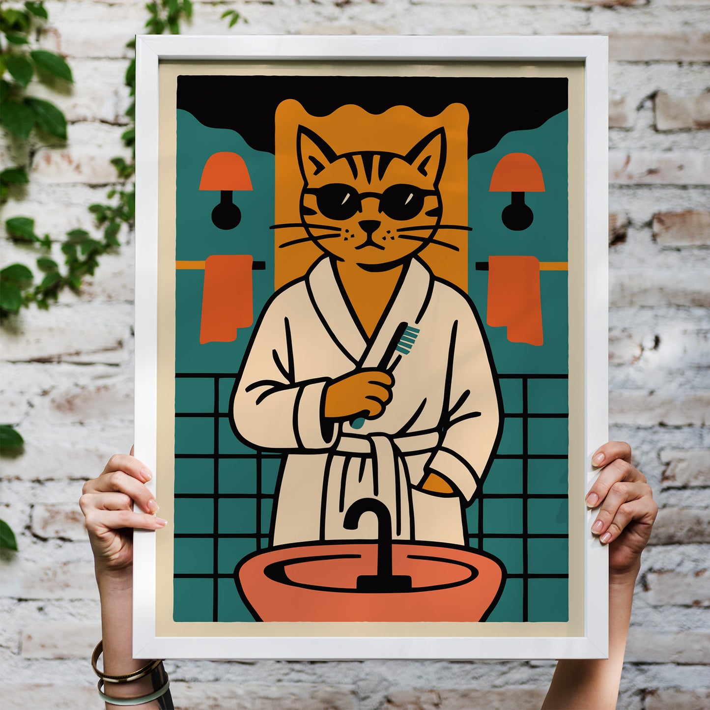 Cool Cat Bathroom Vibes Poster