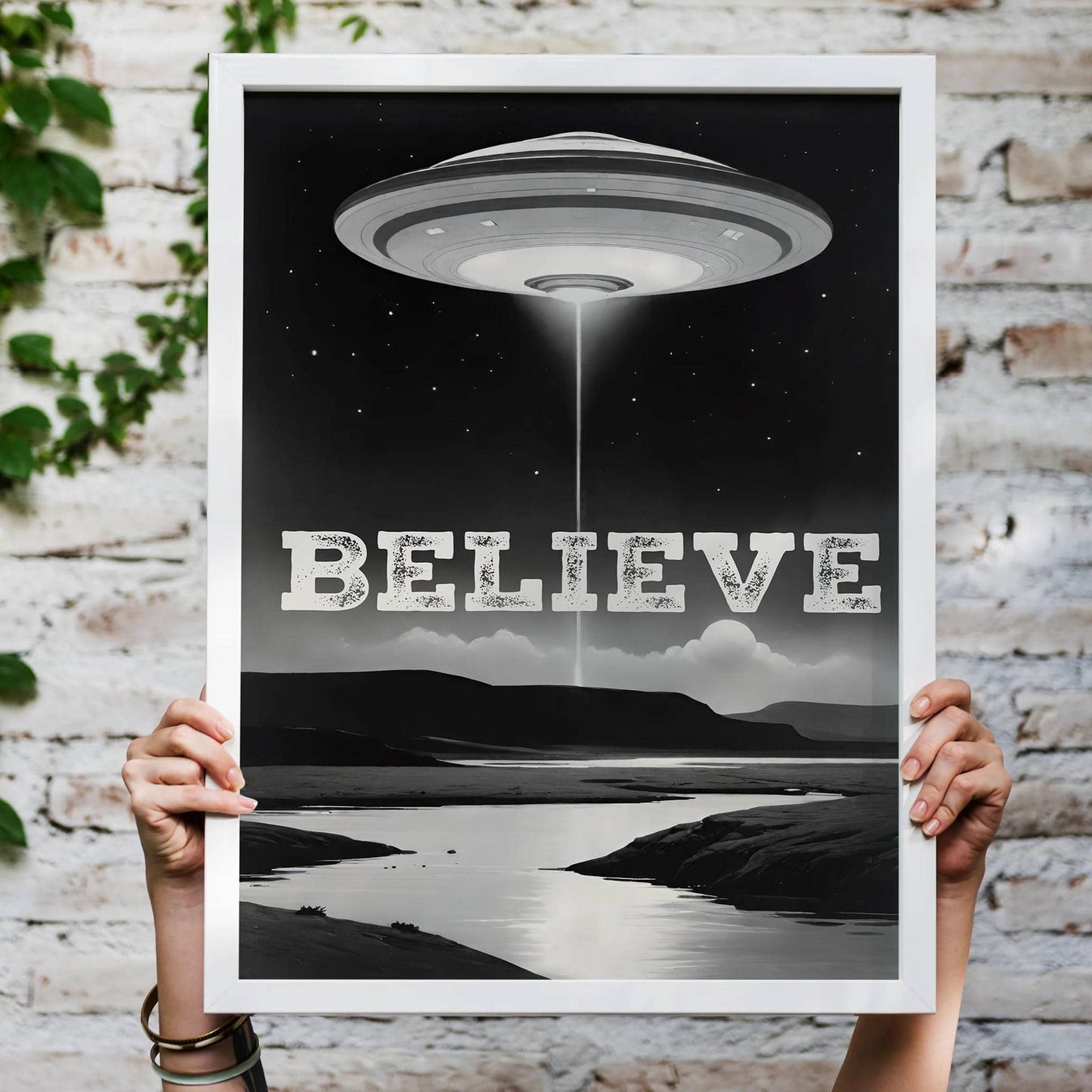 BELIEVE - Vintage UFO Poster Print