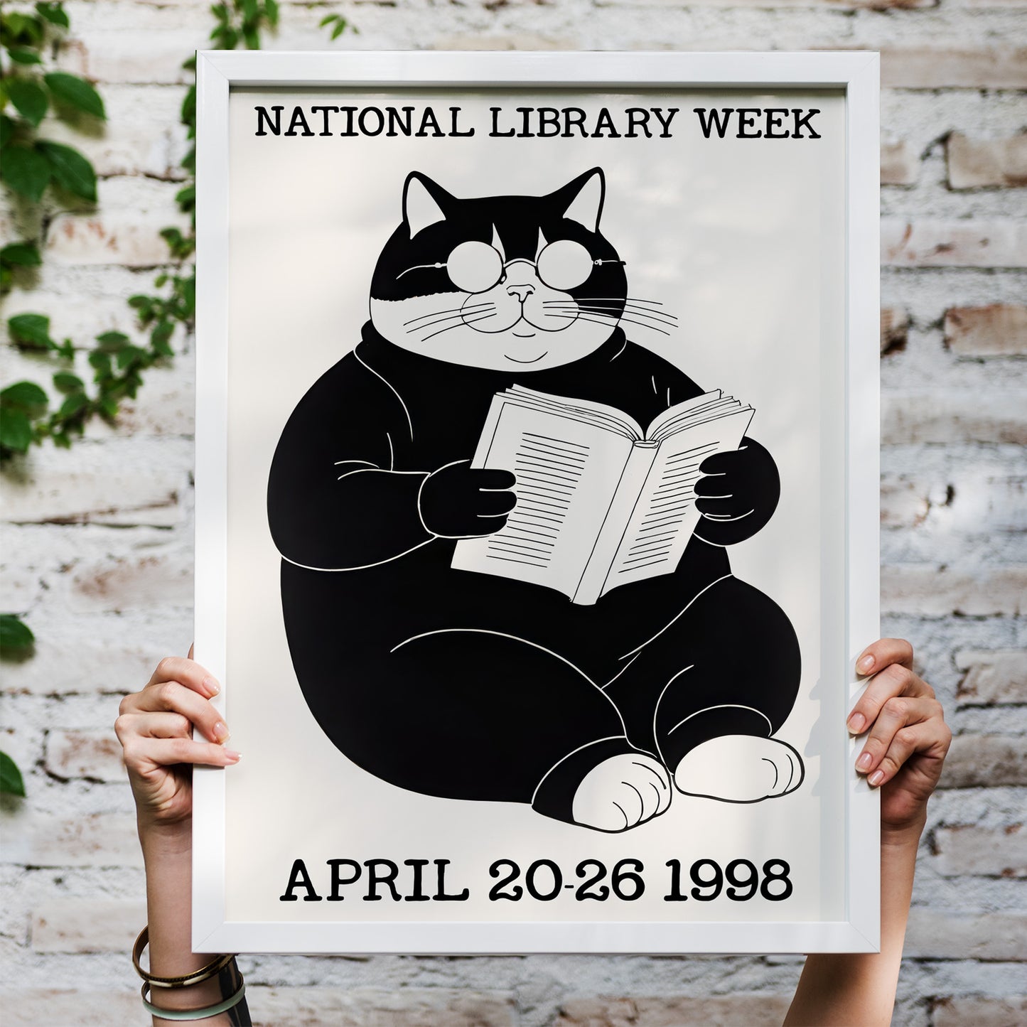 National Library Week Cat Reading Poster