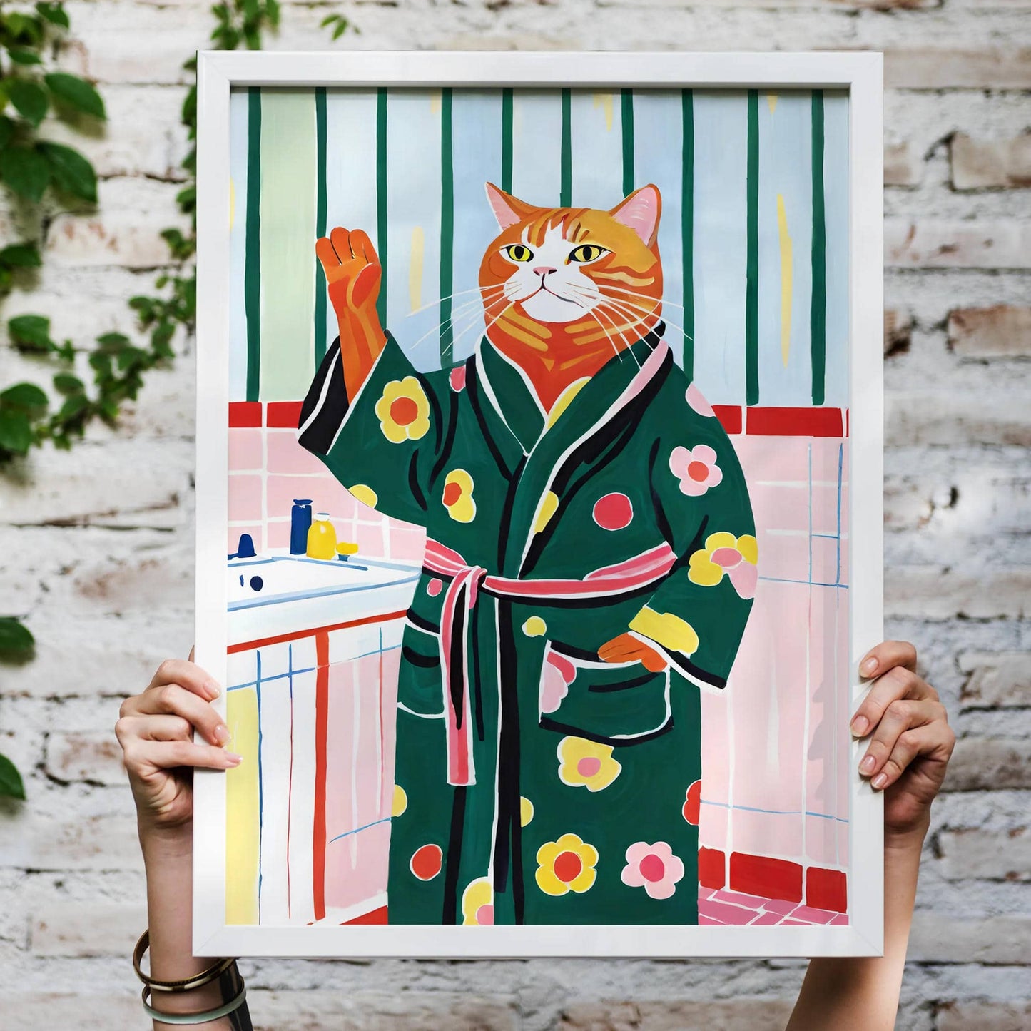 Charismatic Cat in Bathrobe Print - HypeSheriff