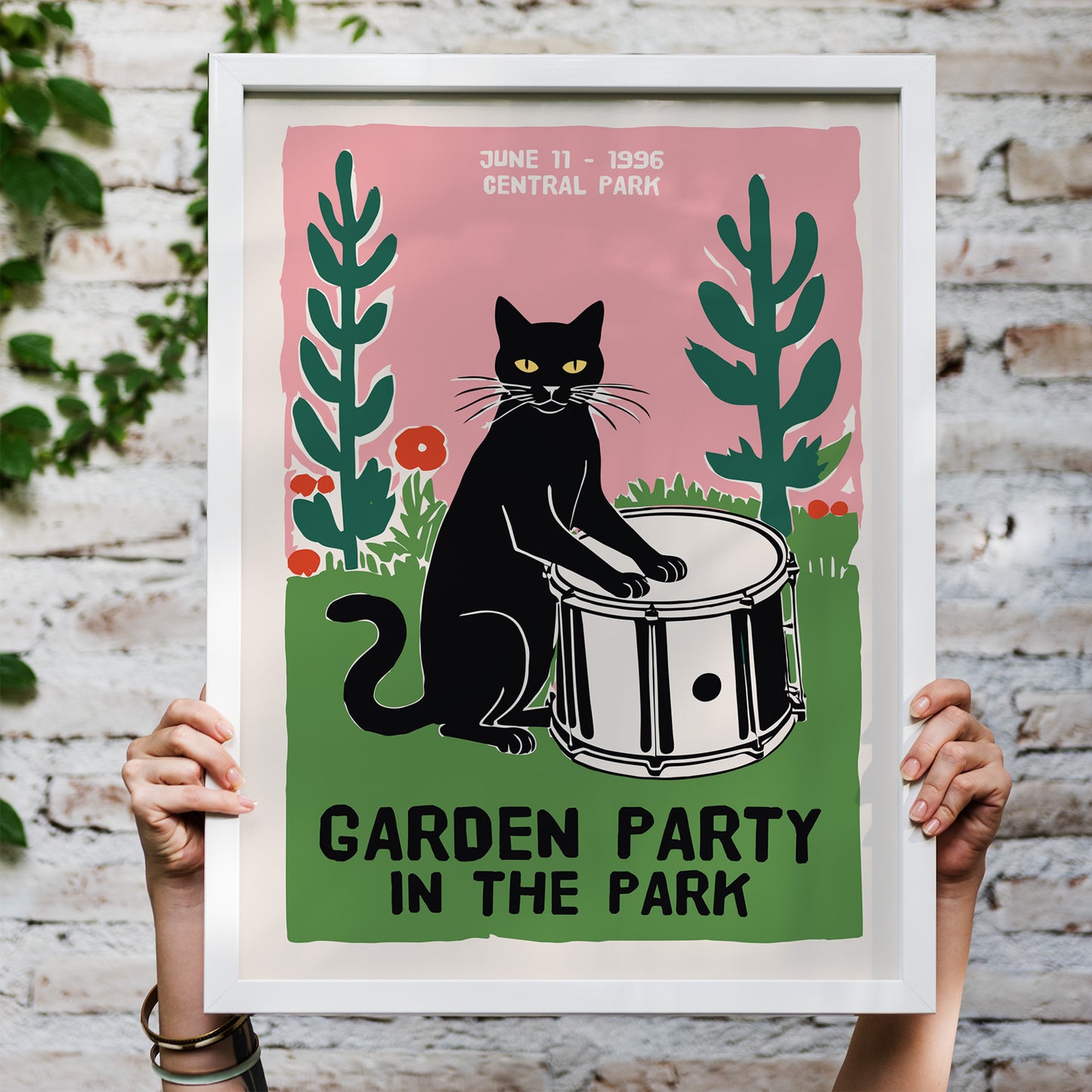 Garden Party Floral Cat 1996 Poster