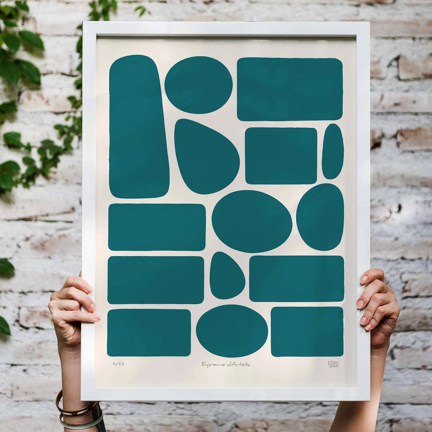 Abstract Teal Form Print
