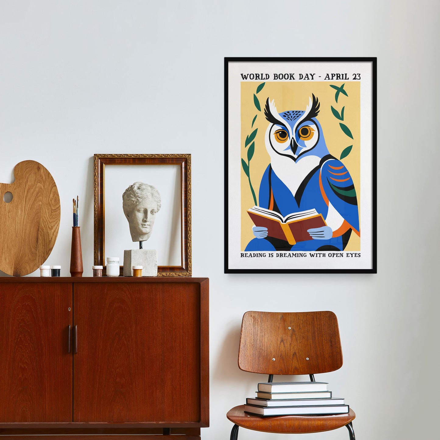 World Book Day Reading Owl Poster Print