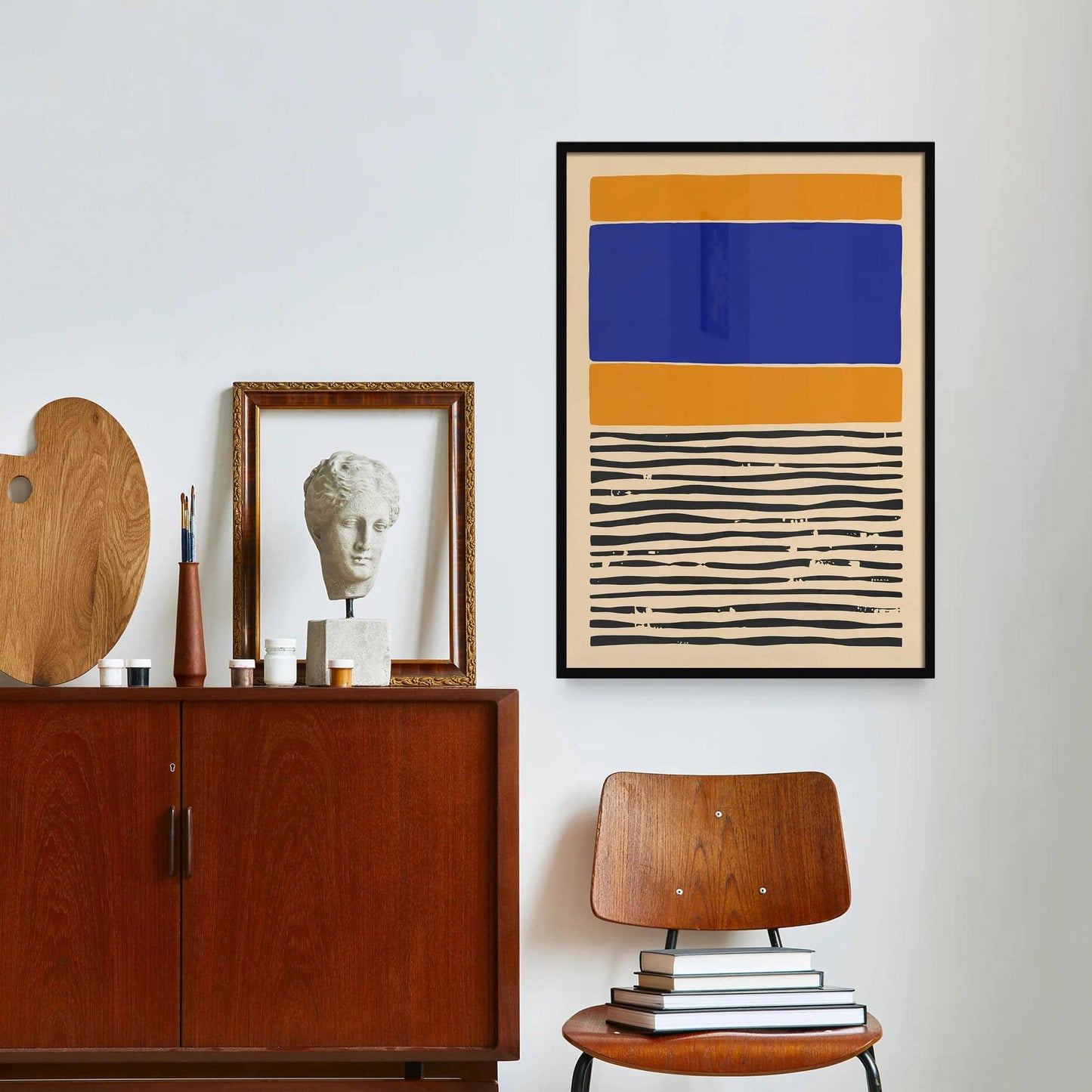 Abstract Blue and Yellow Line Art Poster - HypeSheriff