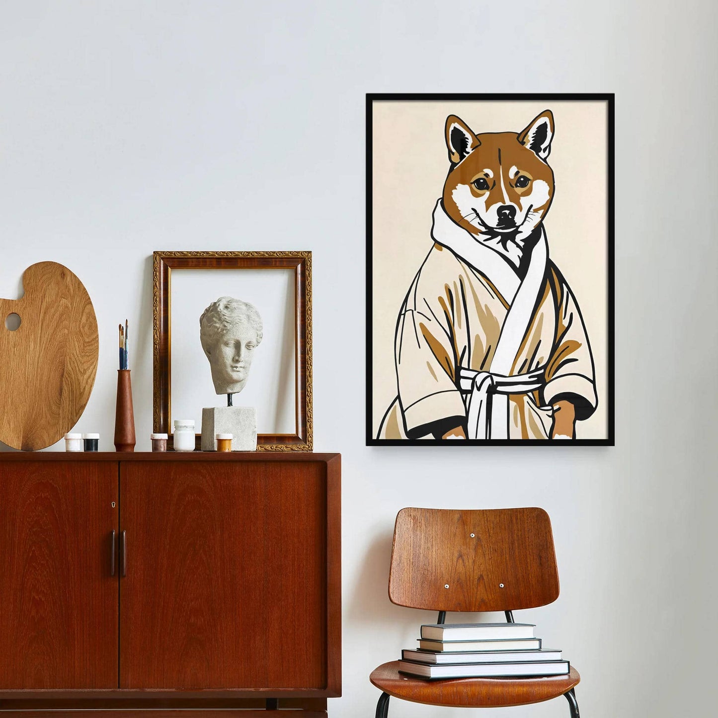 Shiba Dog Bathrobe Art Print - HypeSheriff