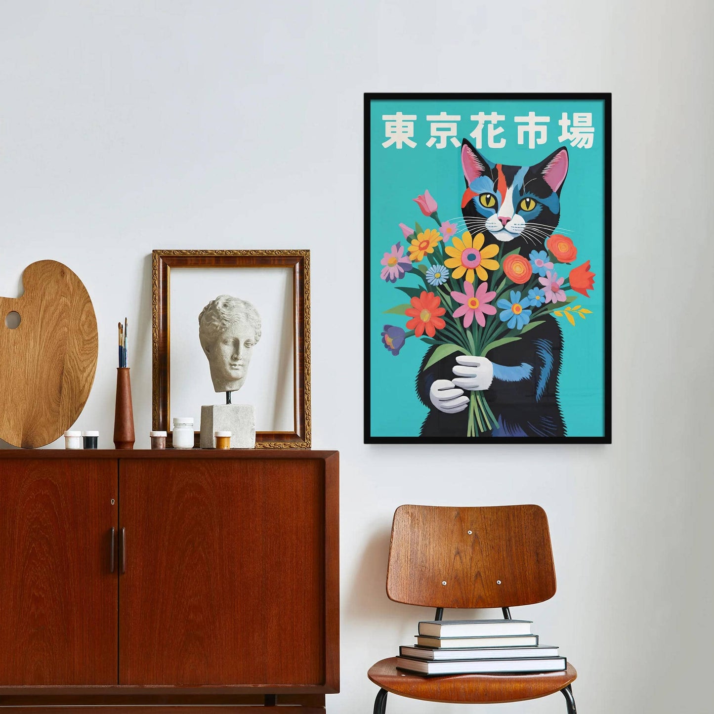 Tokyo Flower Market Cat Poster