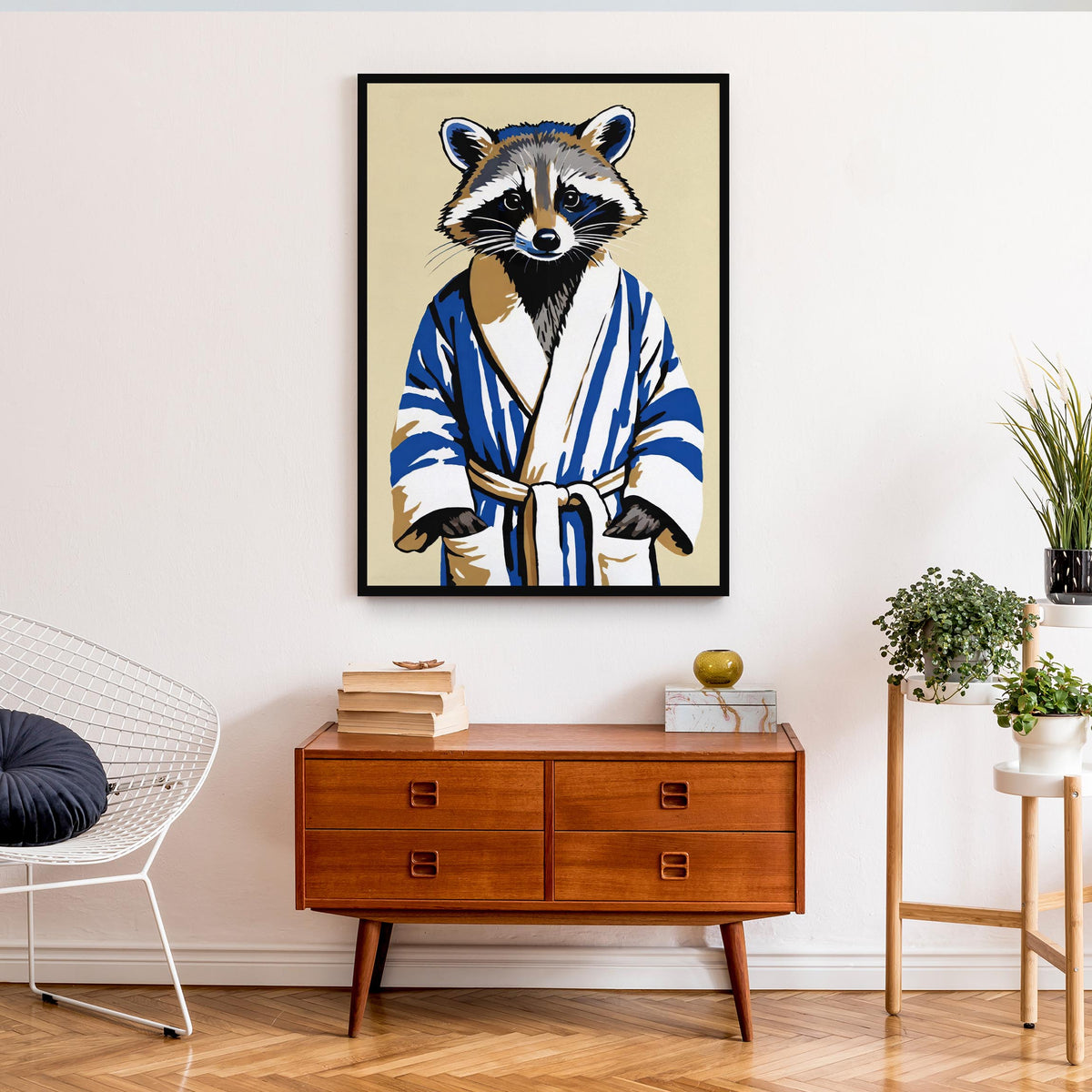 Raccoon Japanese Robe Wall Print