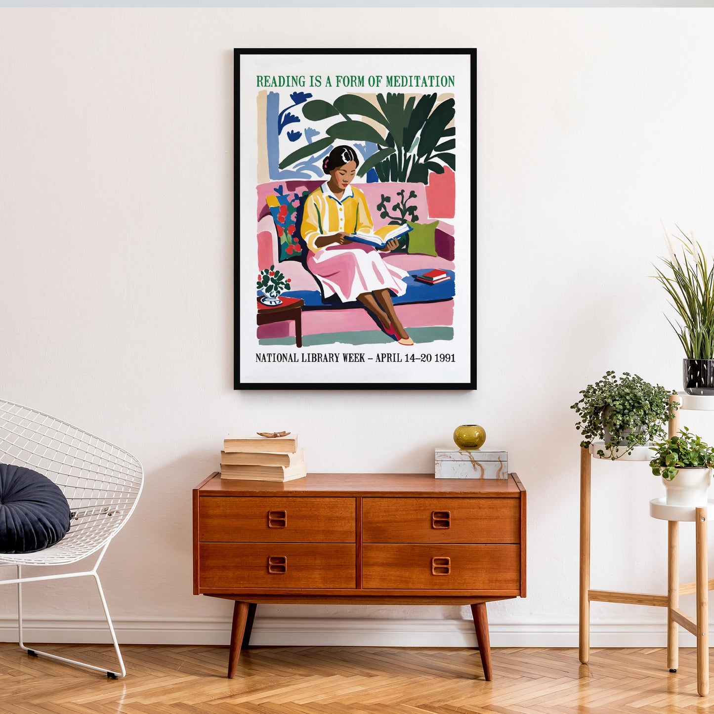 Reading Meditation Library Week Art Print