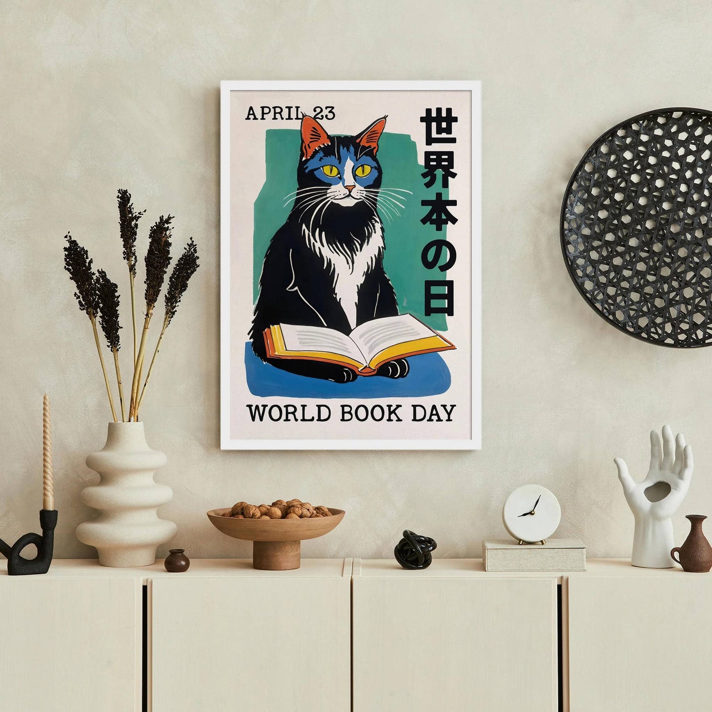 World Book Day Japanese Cat Poster