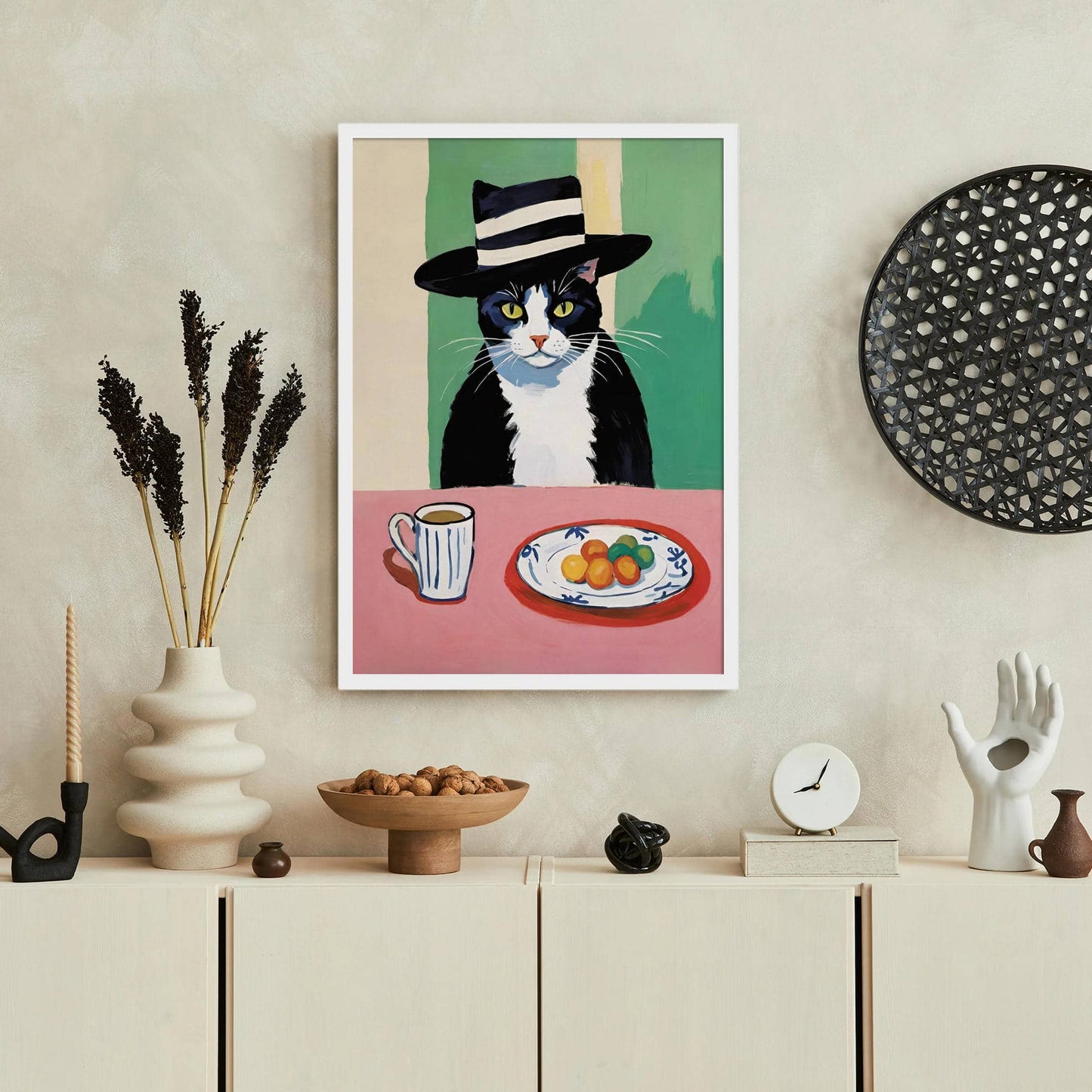 French Cat Breakfast Poster - HypeSheriff