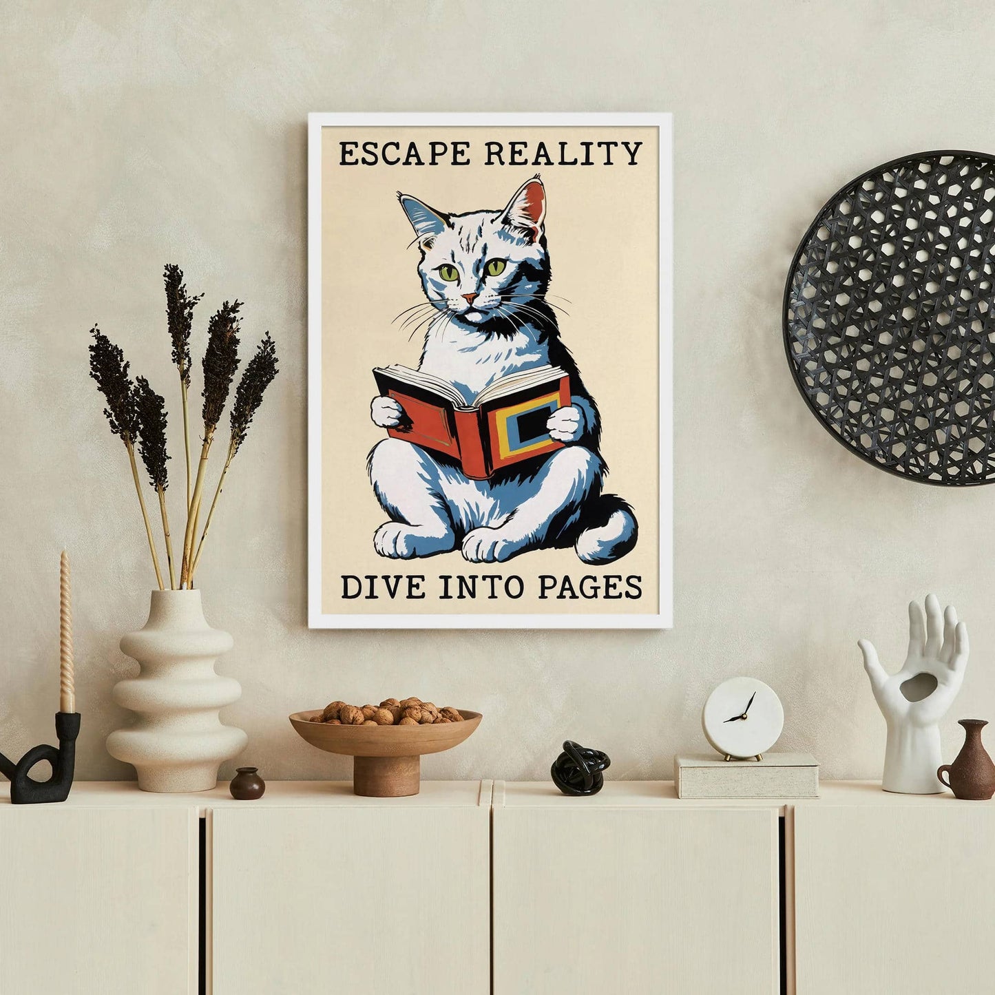 Literary Cat Poster Print