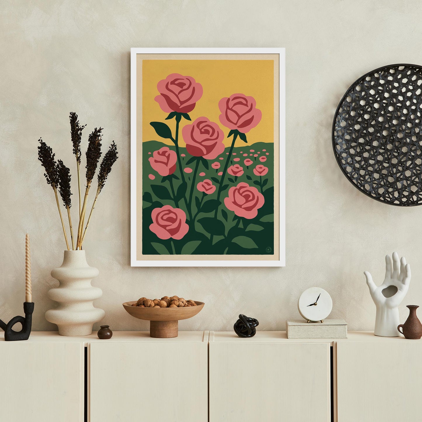 Pink Roses Garden Poster