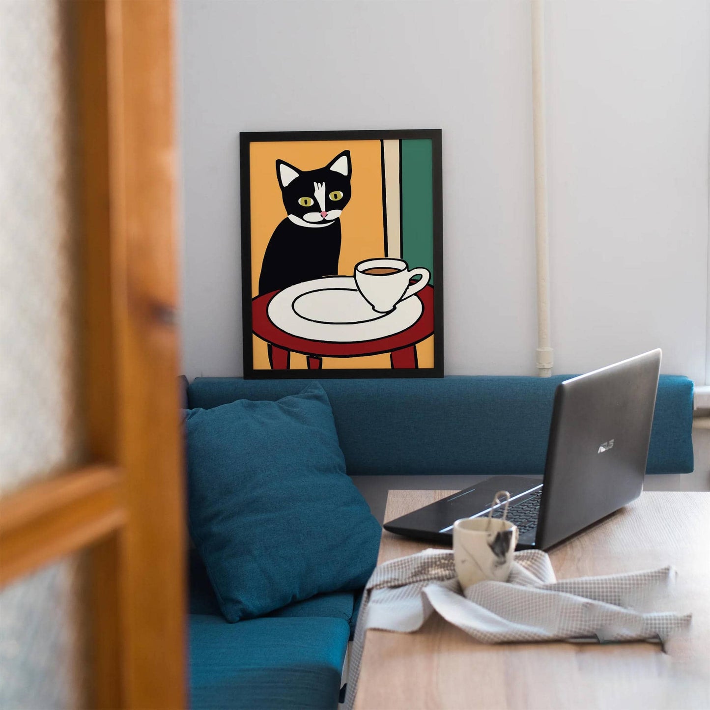 Coffee Cat Barista Wall Art Print - HypeSheriff