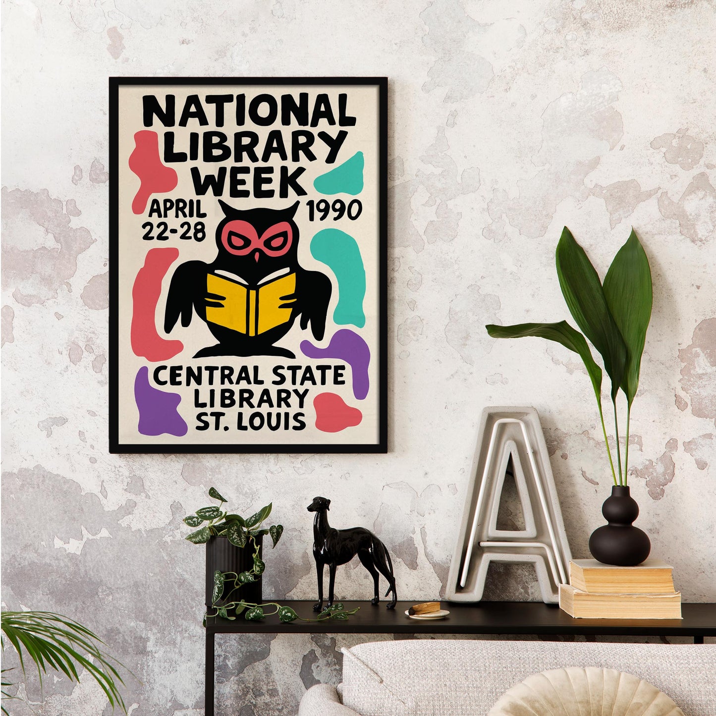 Library Owl Poster Print
