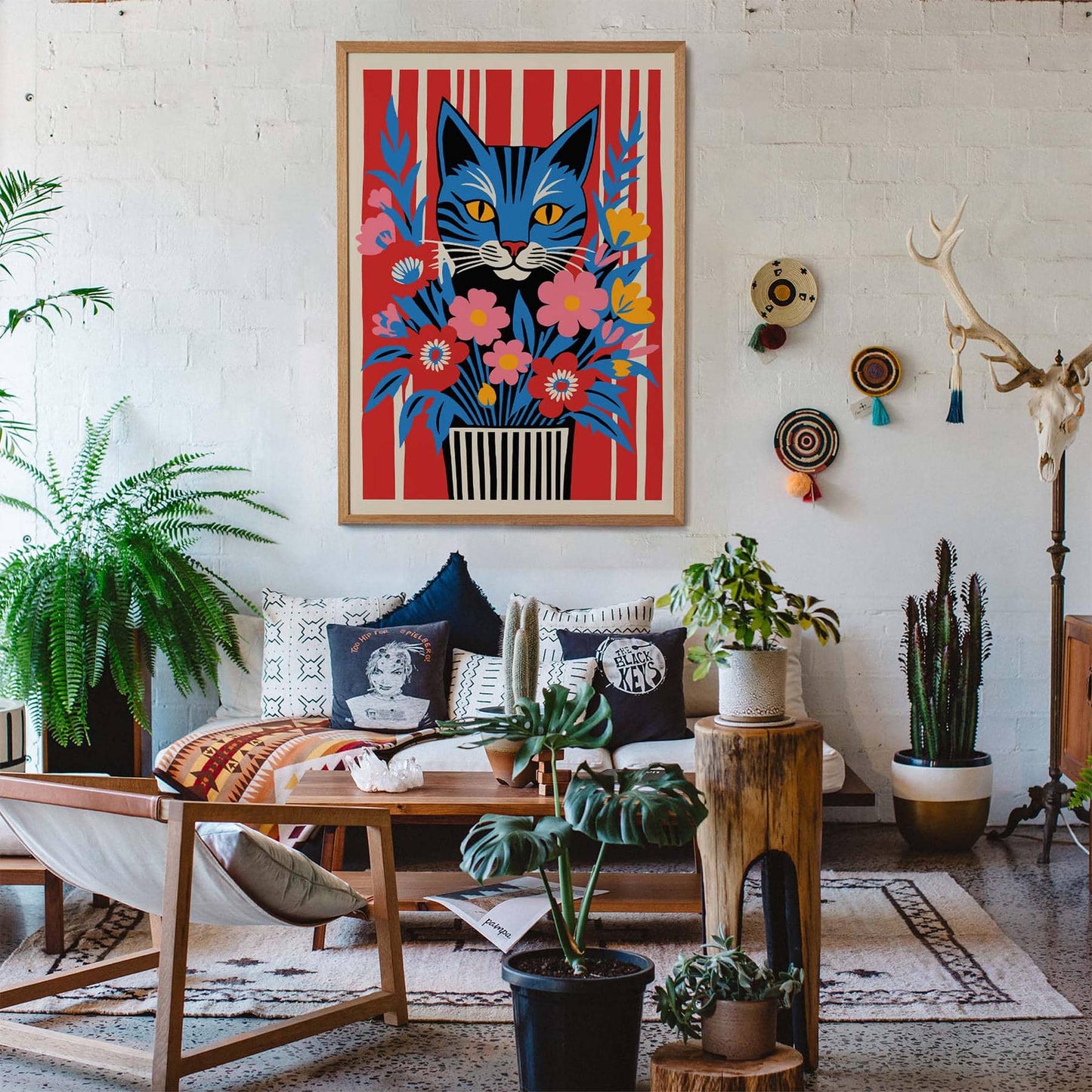 Floral Feline Wall Art Poster