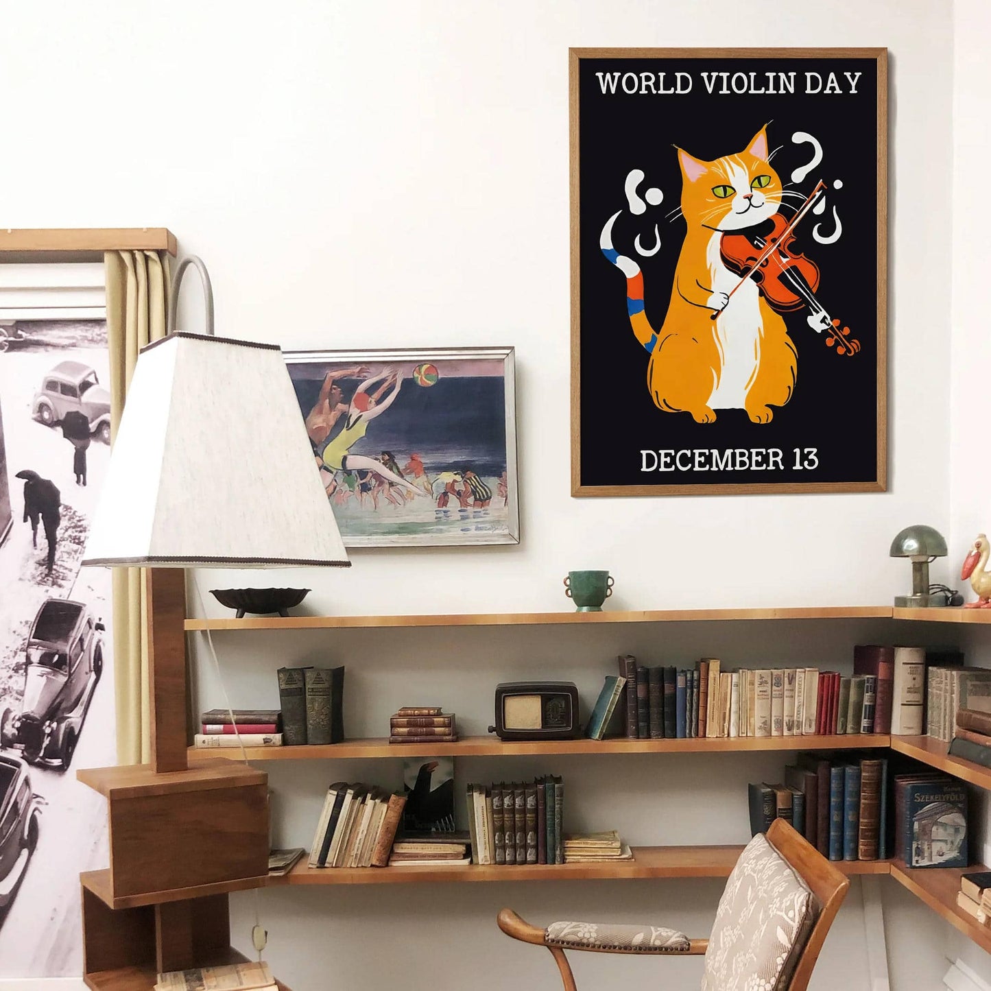 World Violin Day Cute Cat Poster