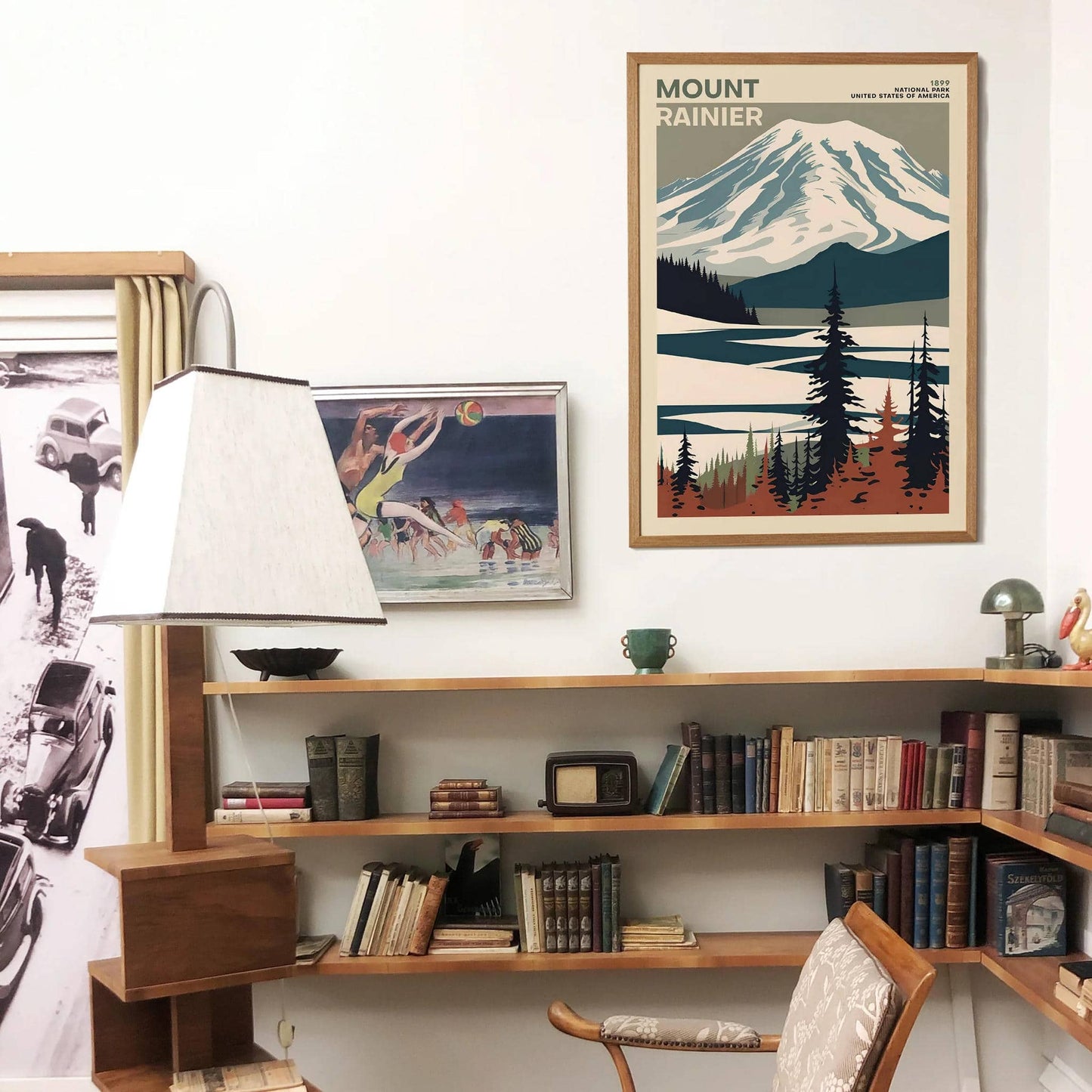 Mount Rainier National Park Retro Poster