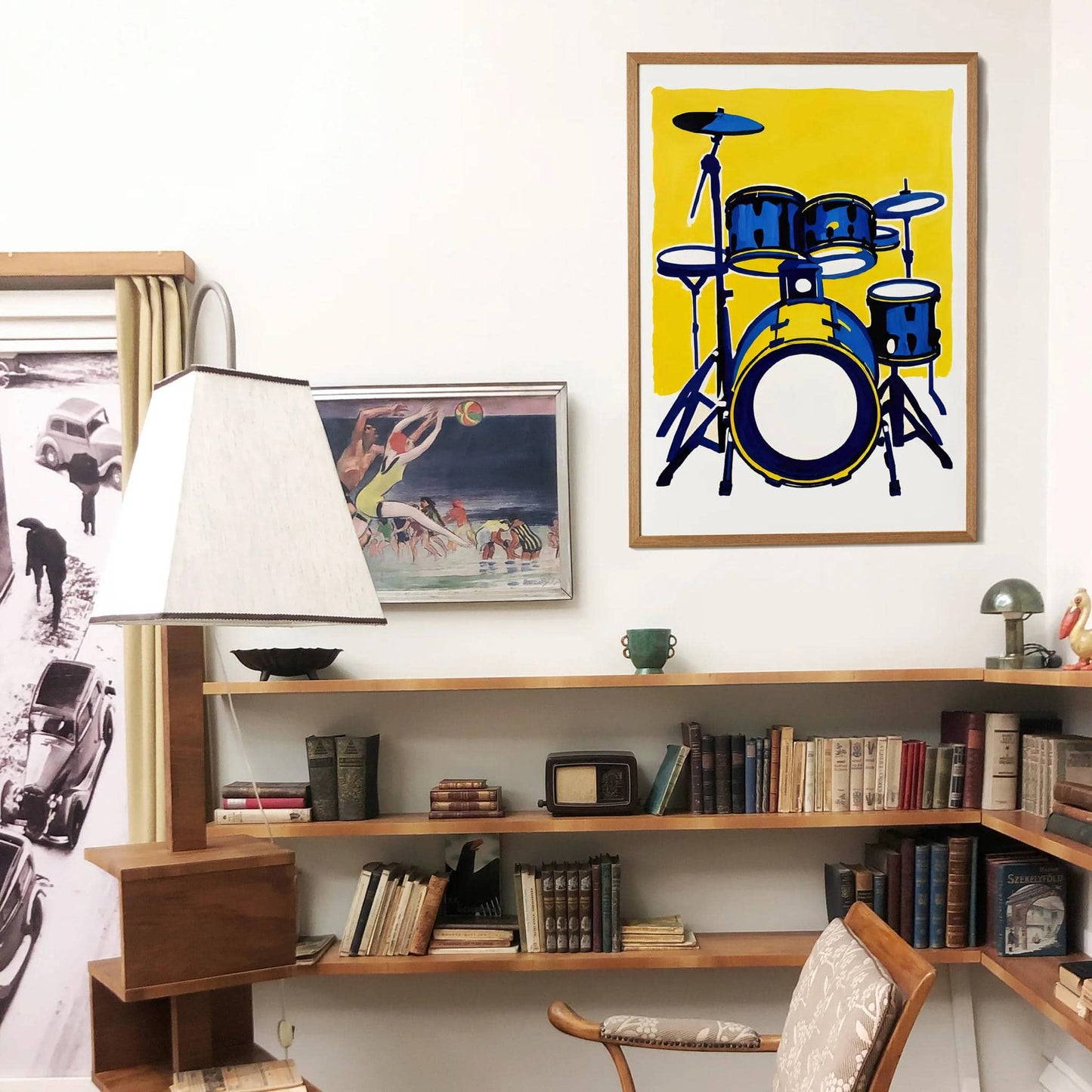 Retro Drum Kit Art Print - HypeSheriff
