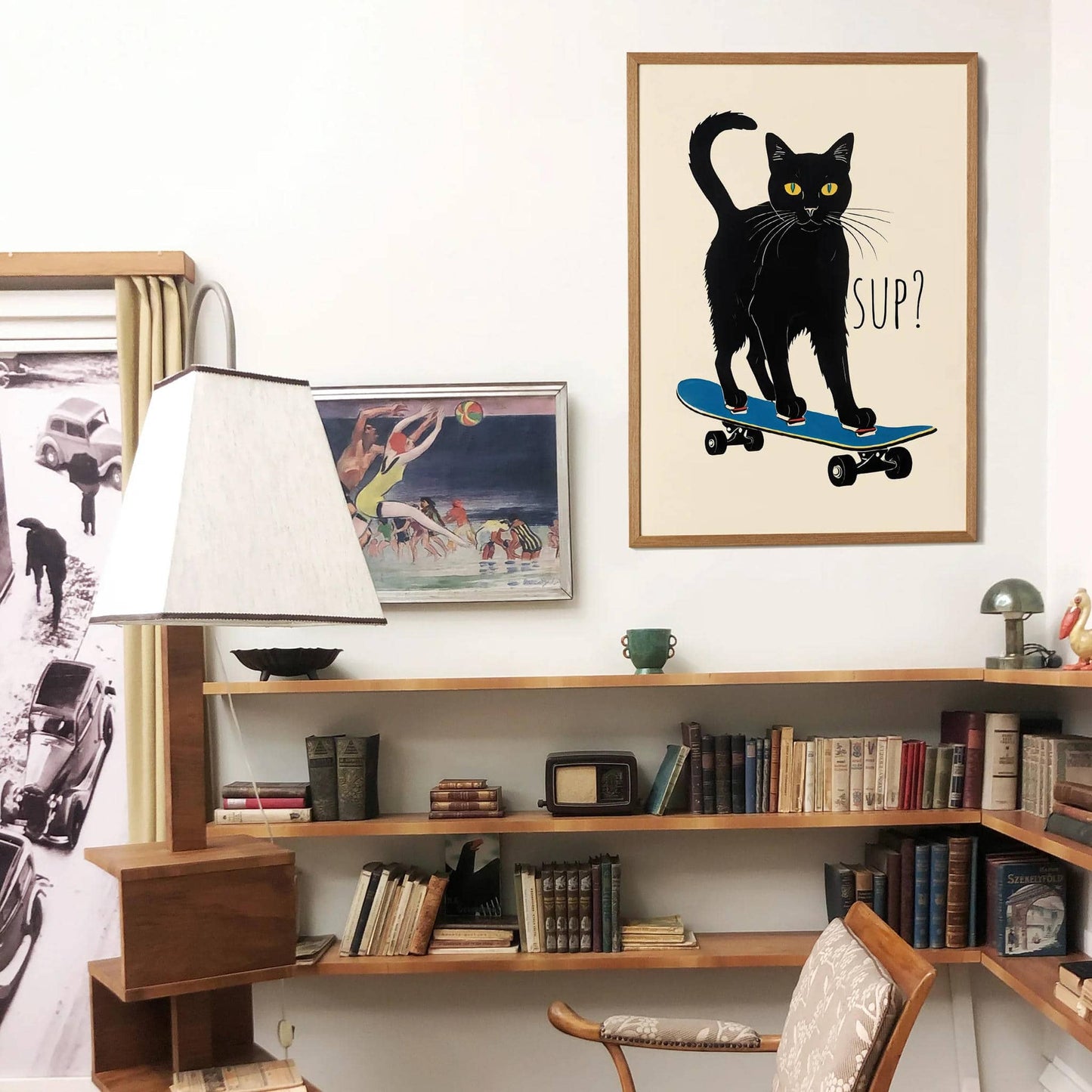Skater Cat Quirky Poster - HypeSheriff