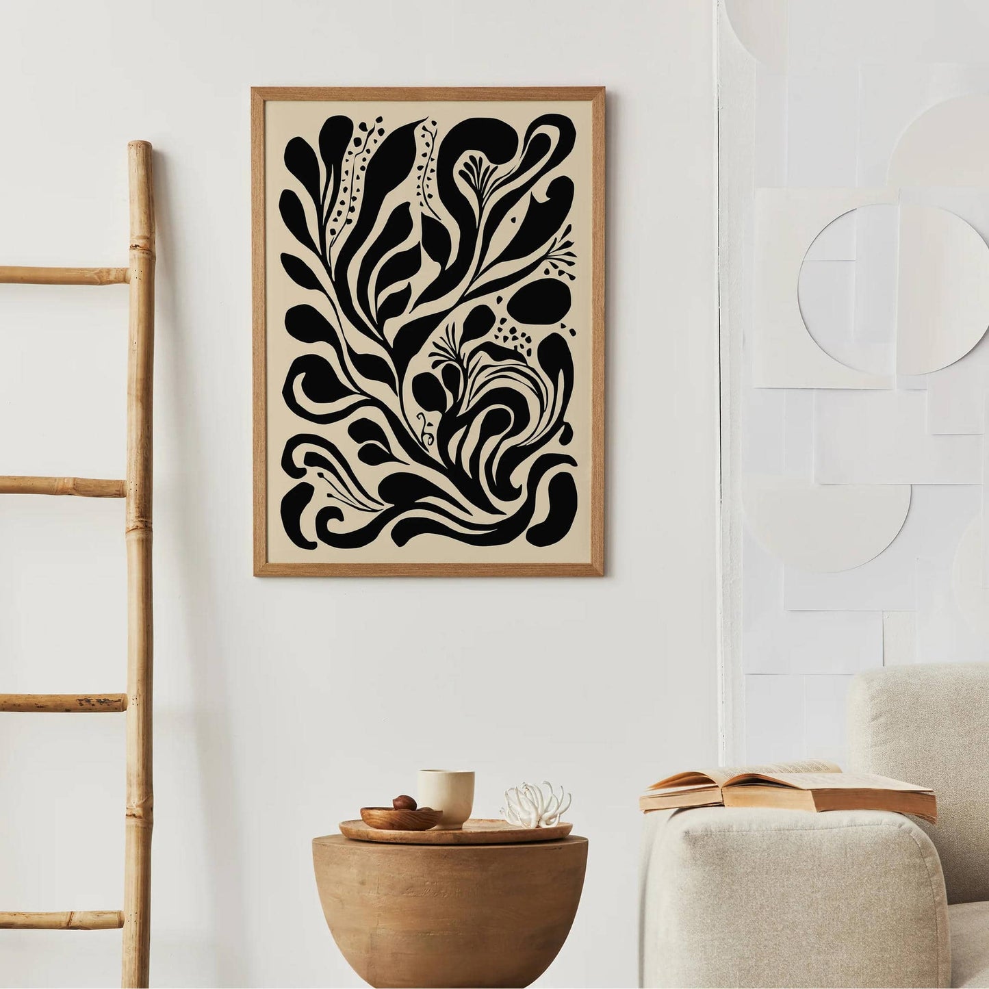 Black Organic Shapes Abstract Print - HypeSheriff