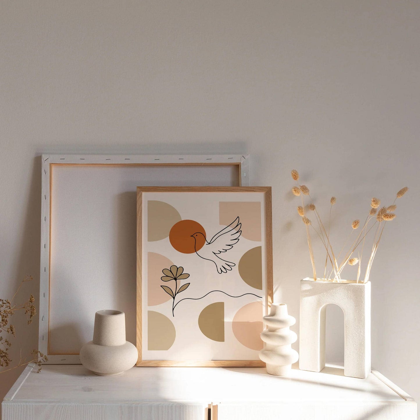 Dove Line Art Print – Minimalist Peace Bird Wall Poster