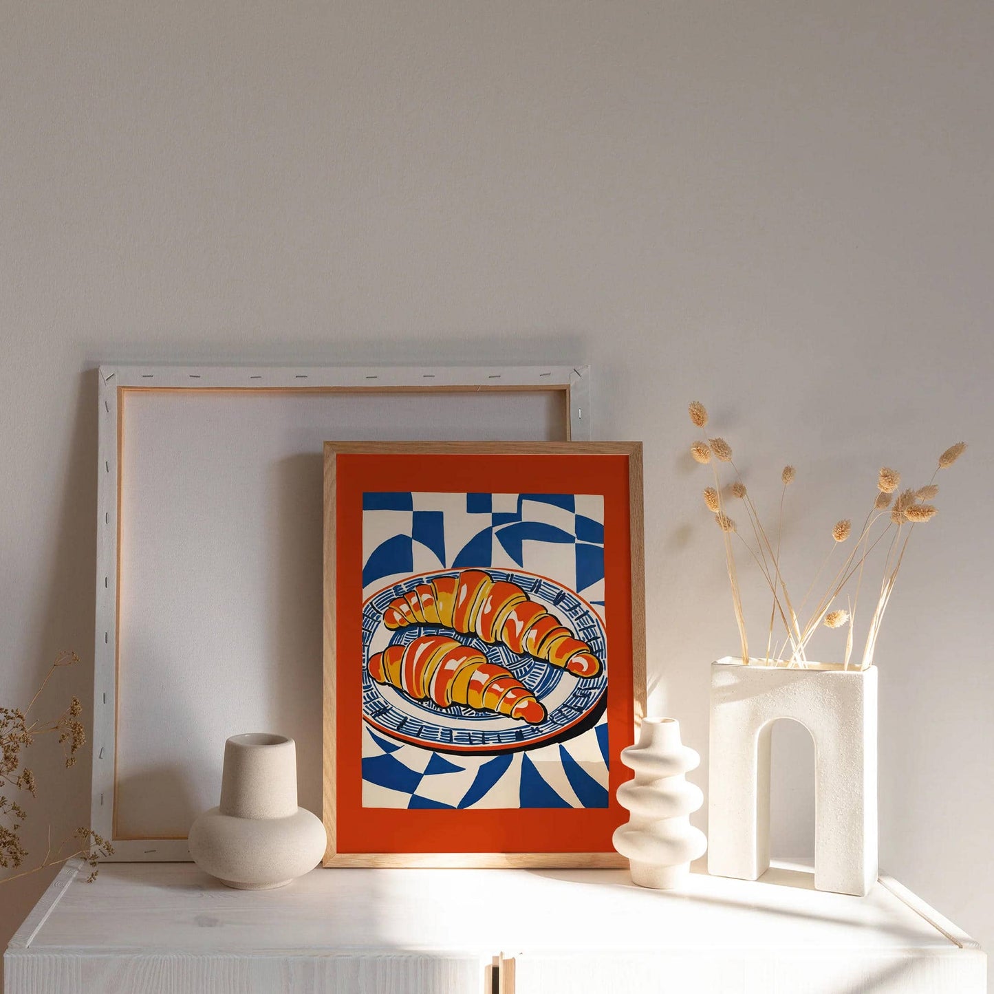 Golden Croissants Breakfast Art Print