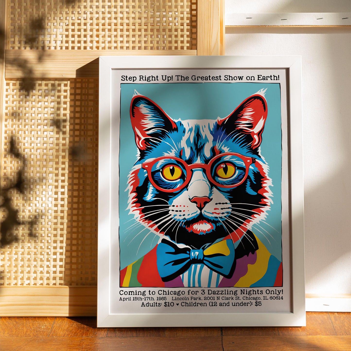 Vintage Circus Cat Print Chicago 1985