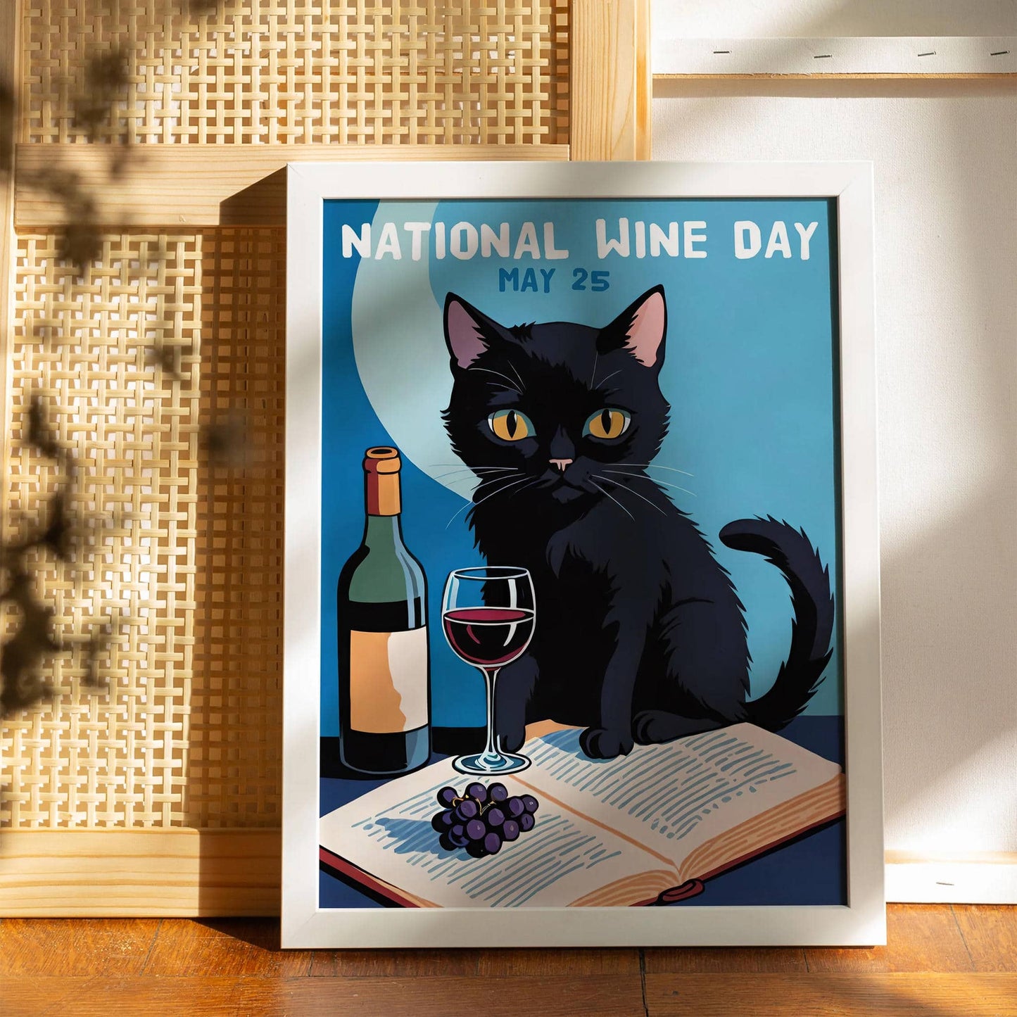 National Wine Day Cat Poster