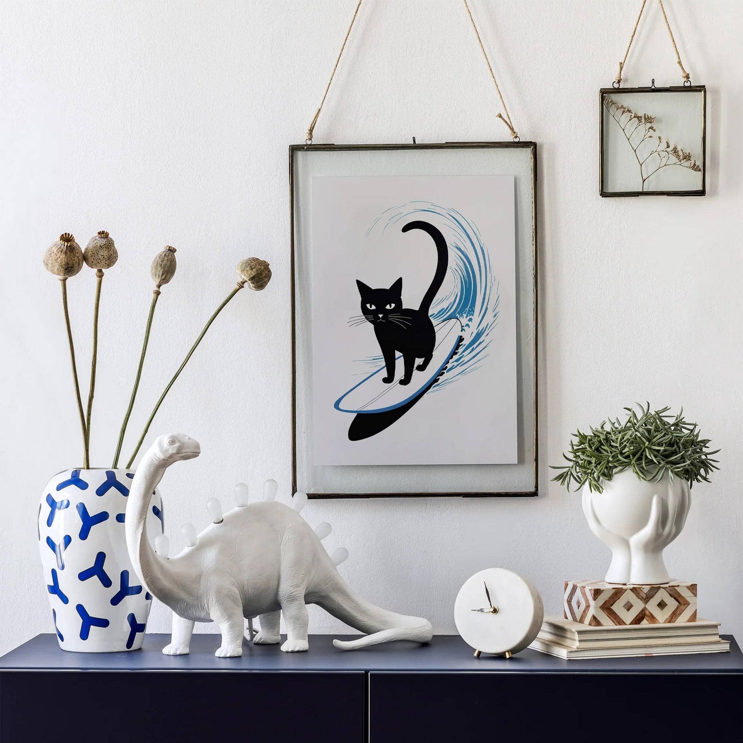 Cute Surfing Cat Art Print - HypeSheriff