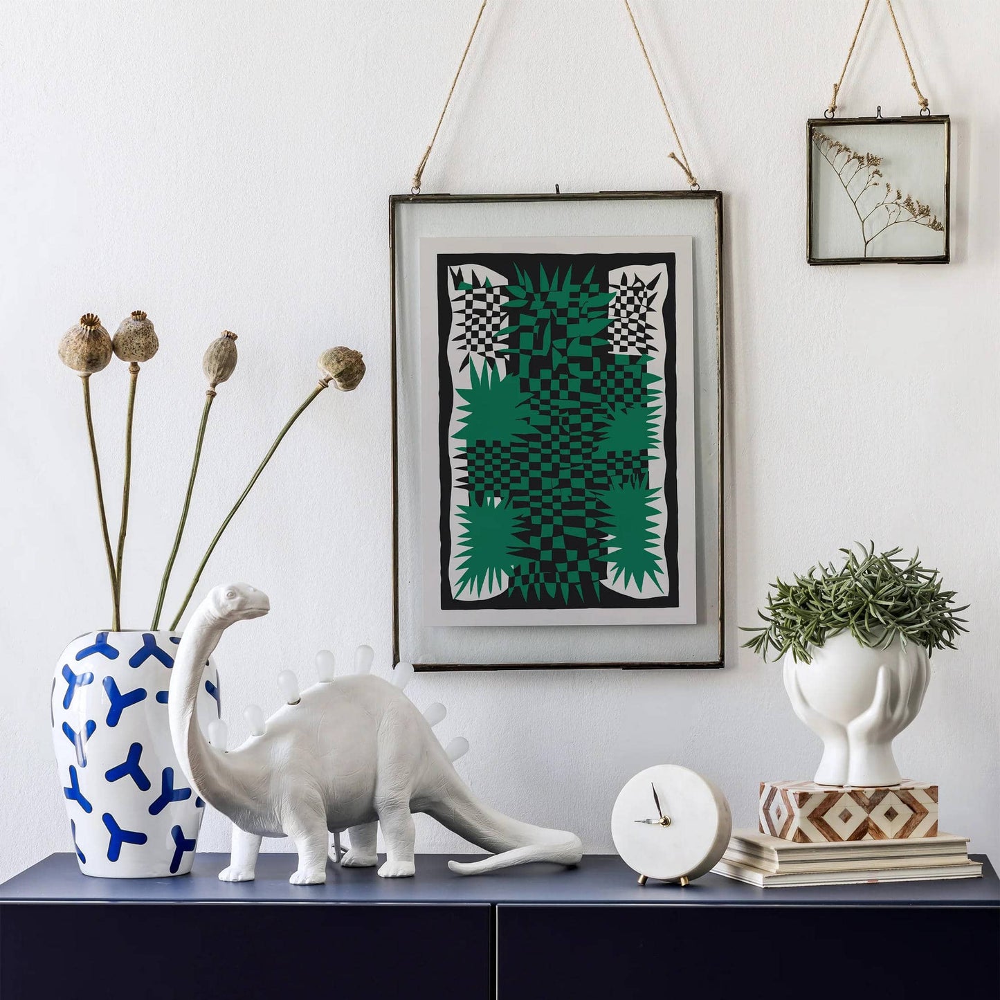 Green Retro Checkerboard Wall Art - HypeSheriff