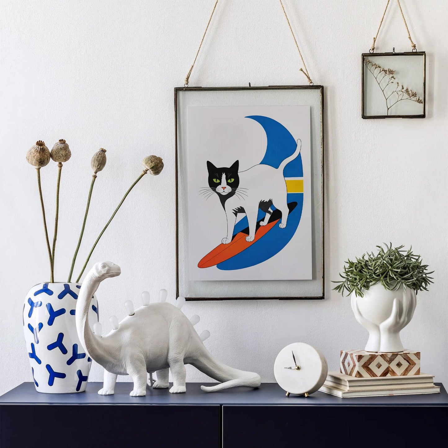 Surfing Cat - Quirky Wall Art Print - HypeSheriff
