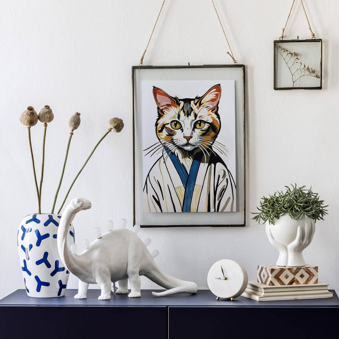 Cat in Bathrobe Wall Art Poster
