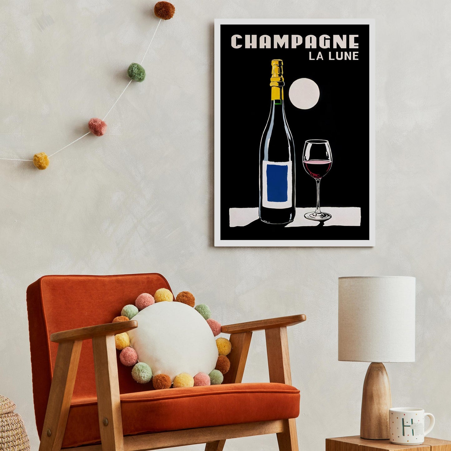Champagne La Lune Moonlight Art Print