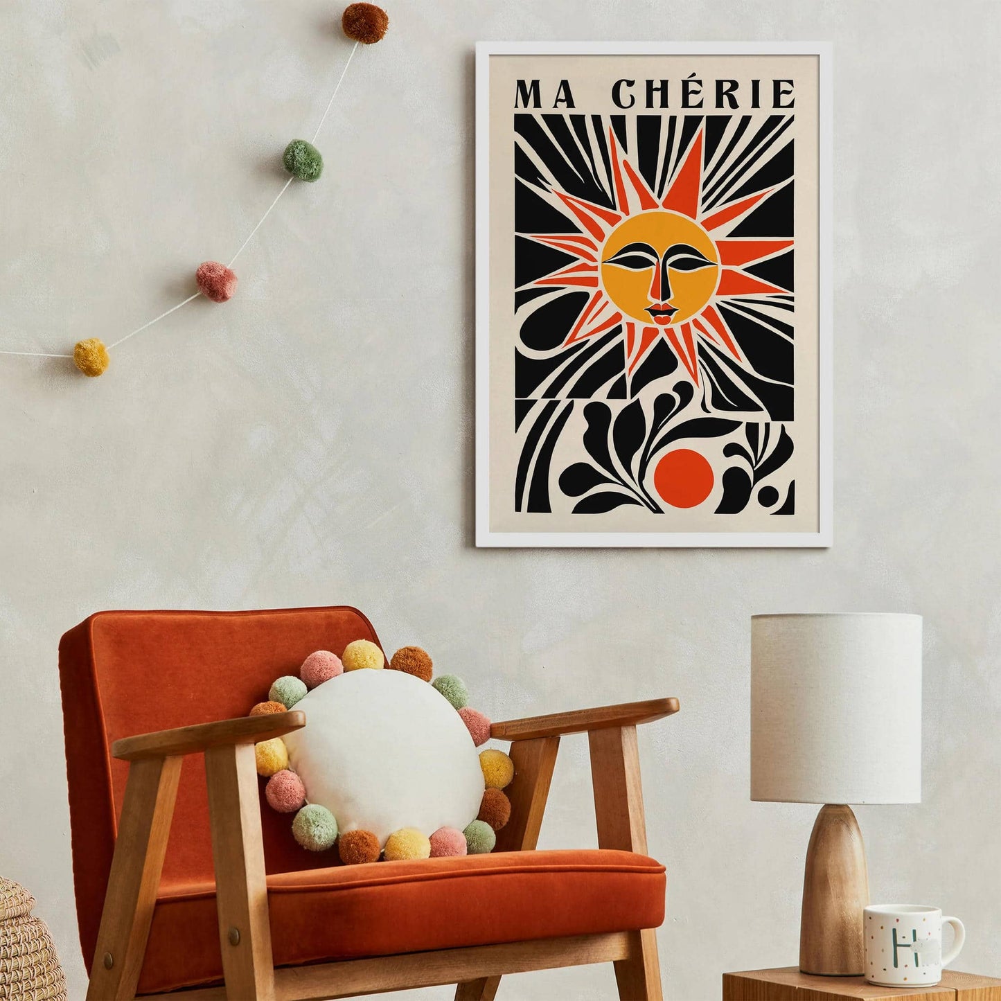 Ma Cherie Retro Cutouts Sun Art Print - HypeSheriff