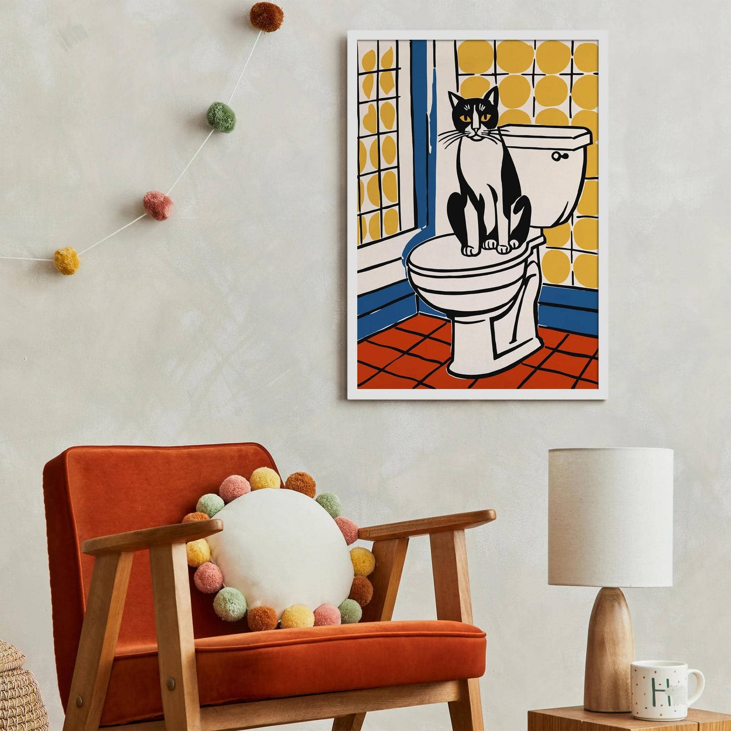 Cute Bathroom Cat Poster - HypeSheriff