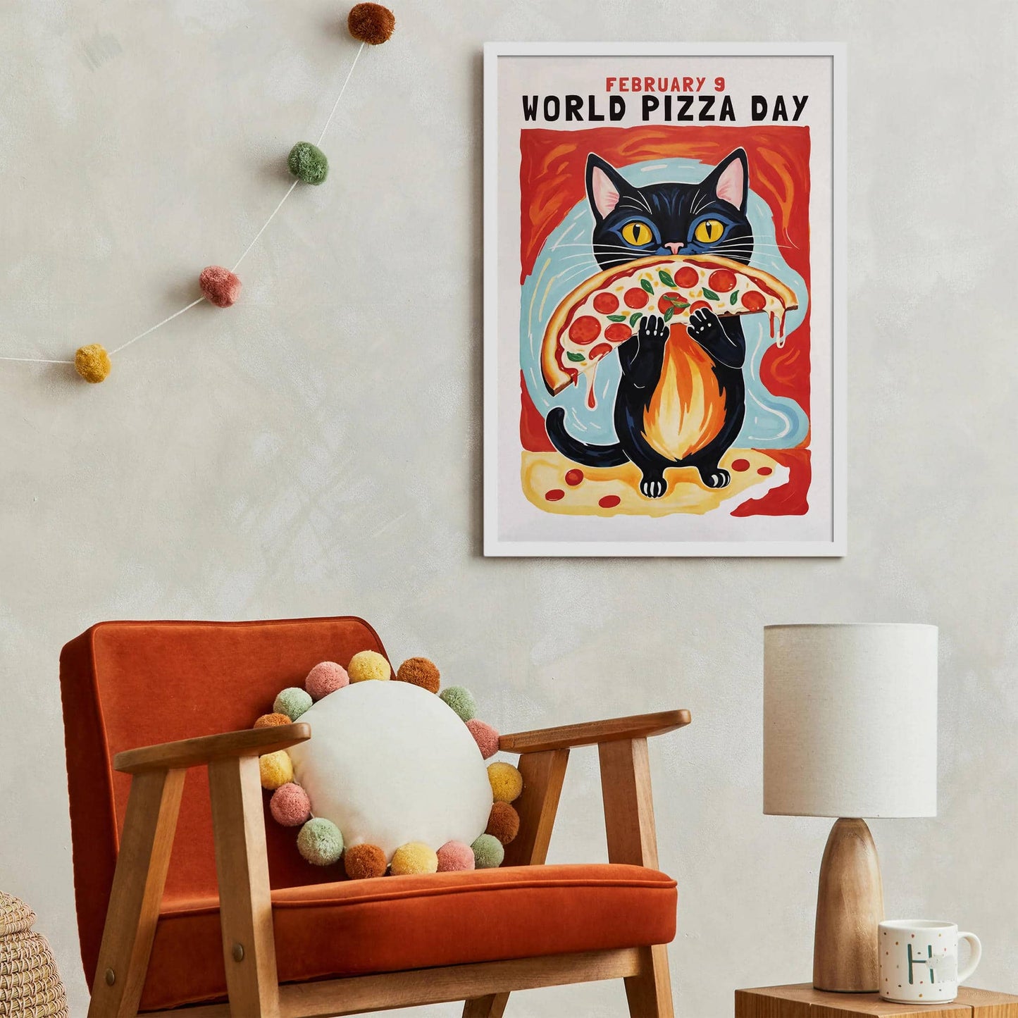 World Pizza Day Spicy Cat Wall Art