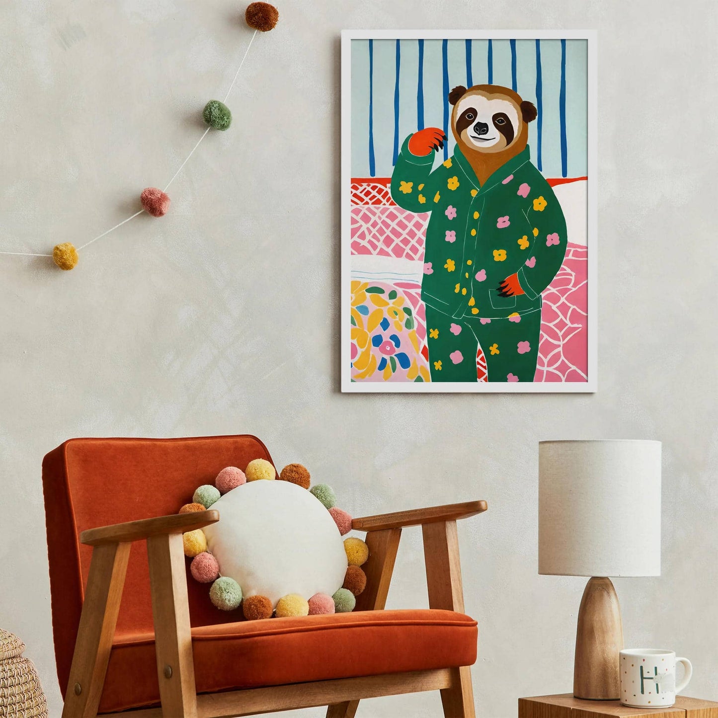 Sloth in Pajamas Cute Bedroom Poster - HypeSheriff