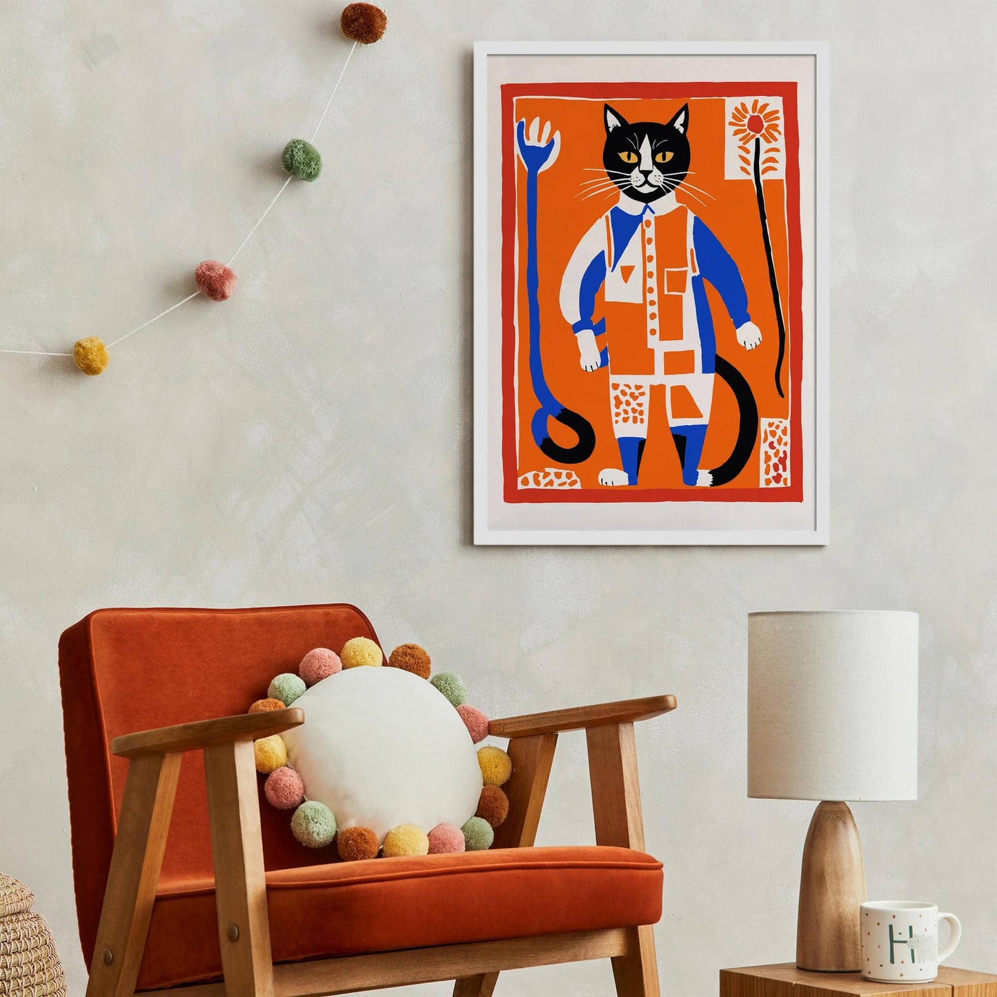Folk Cat Cute Farmhouse Poster - HypeSheriff