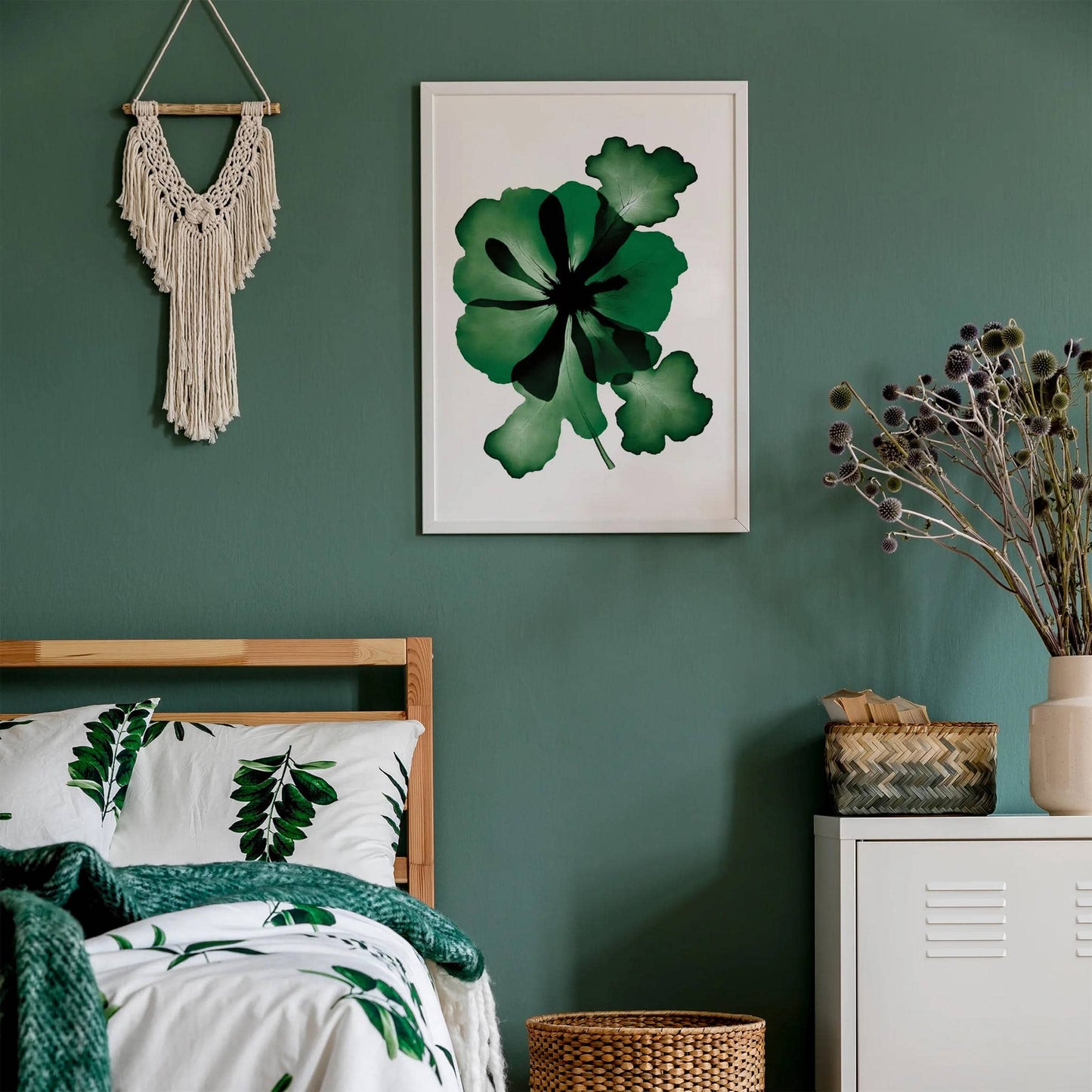 Green Watercolor Floral Shapes Print - HypeSheriff