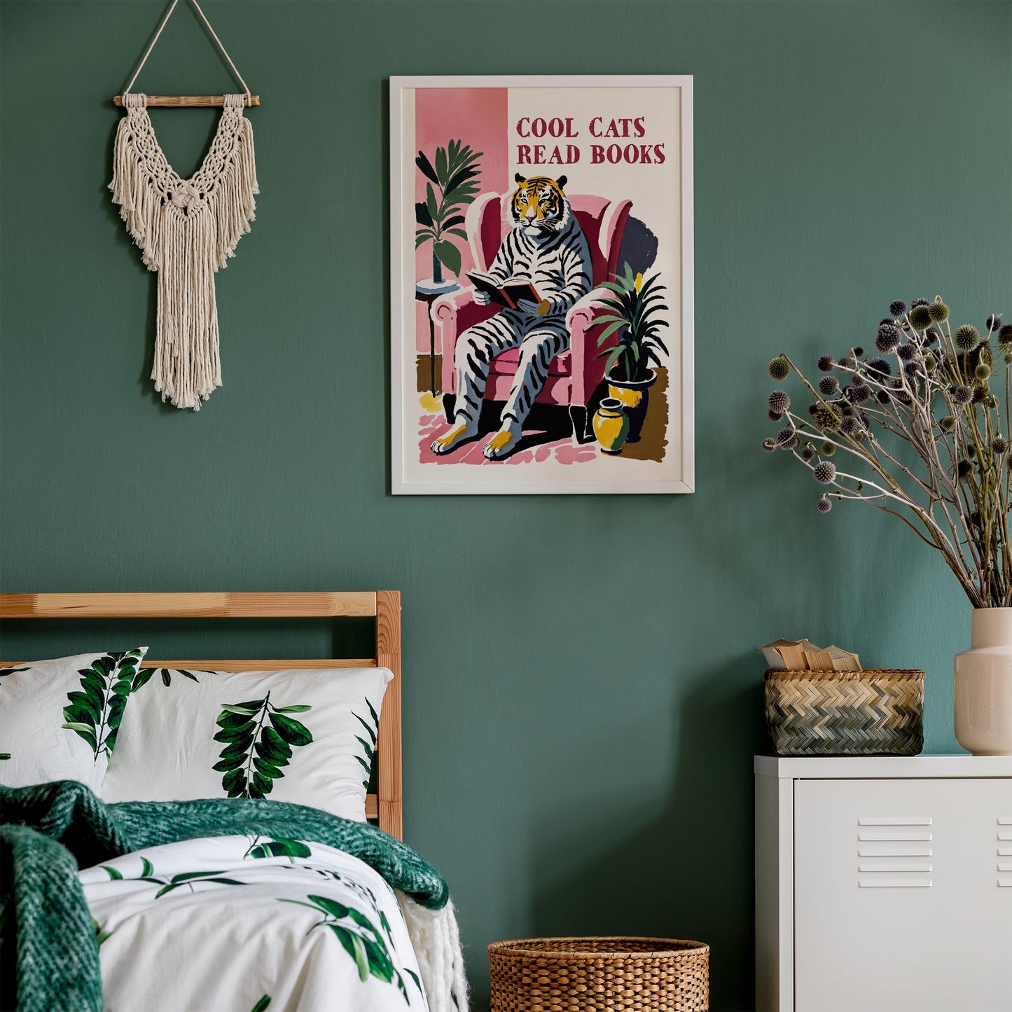 Cool Cats Read Books Tiger Art Print